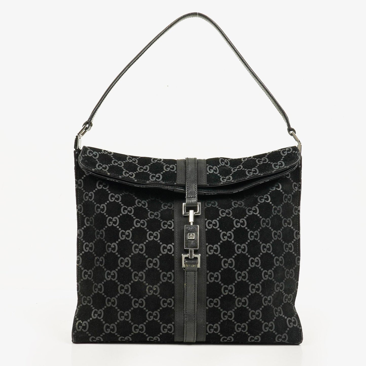 Gucci Black Jackie GG Suede Square Bag