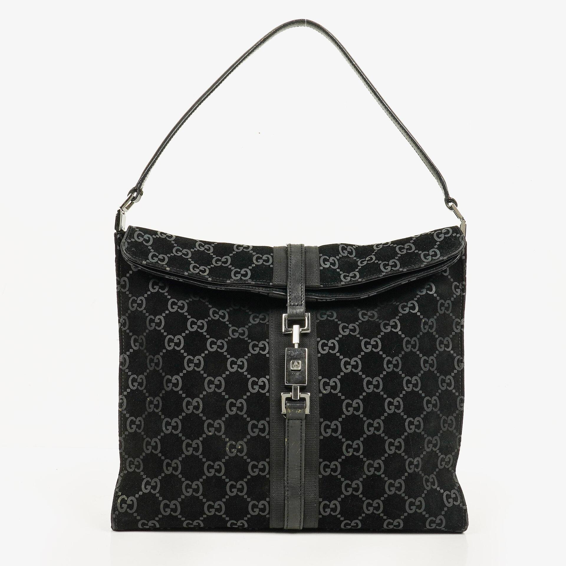 Gucci Black Jackie GG Suede Square Bag
