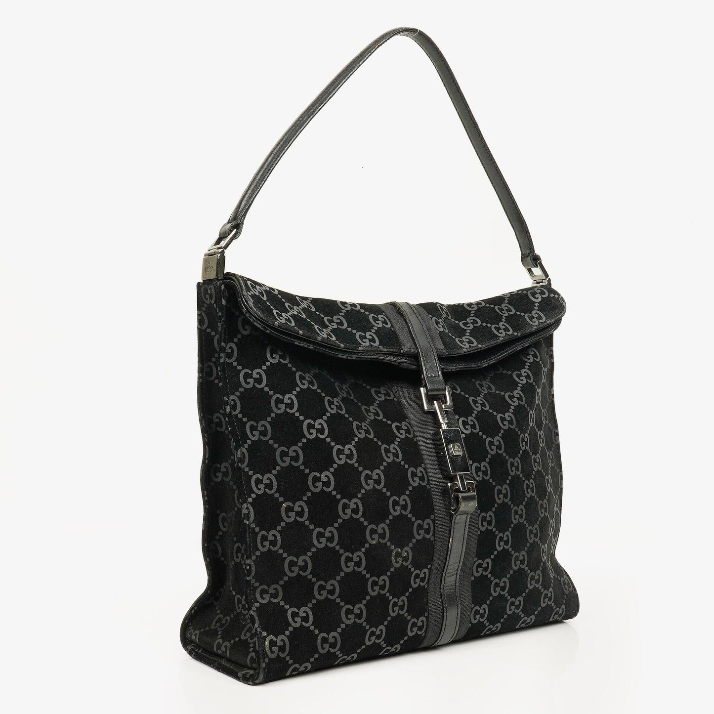 Gucci Black Jackie GG Suede Square Bag