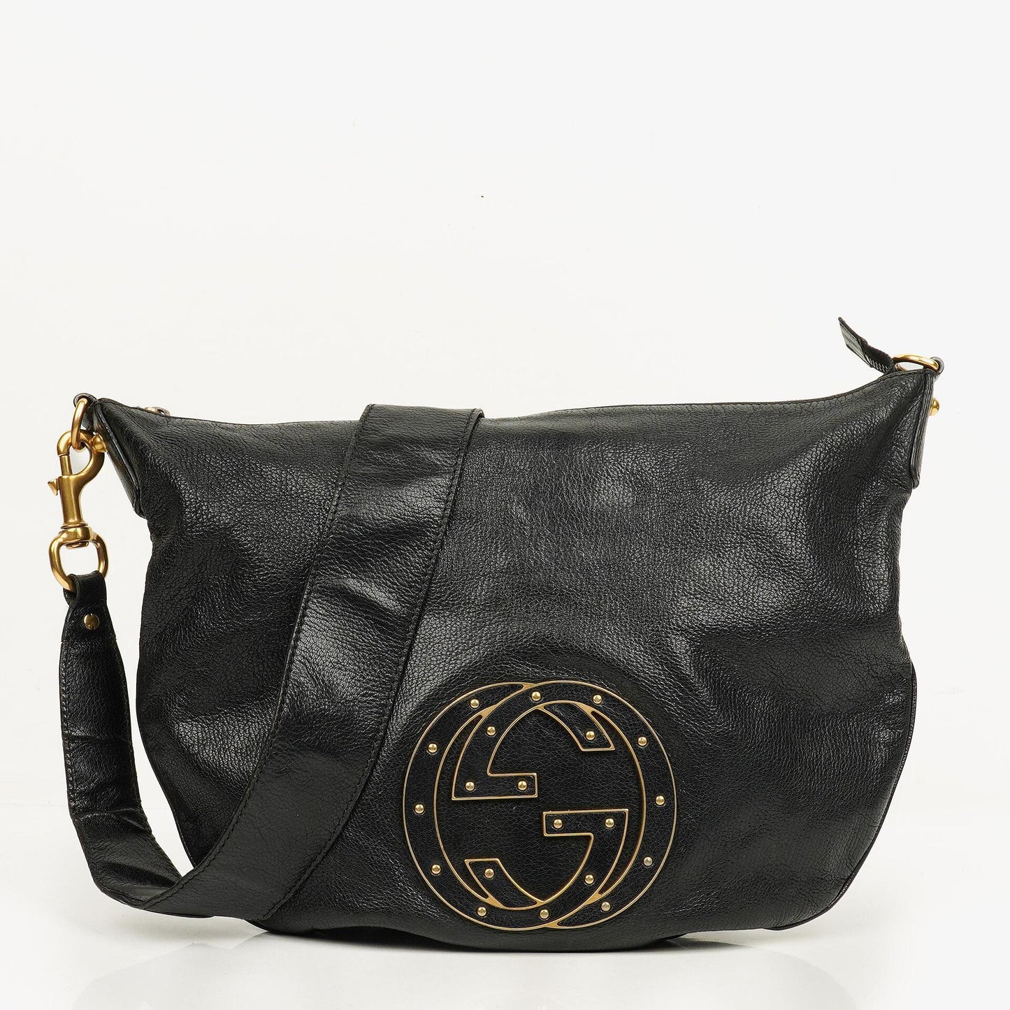 Gucci Black Leather GG Logo Blondie Shoulder Bag