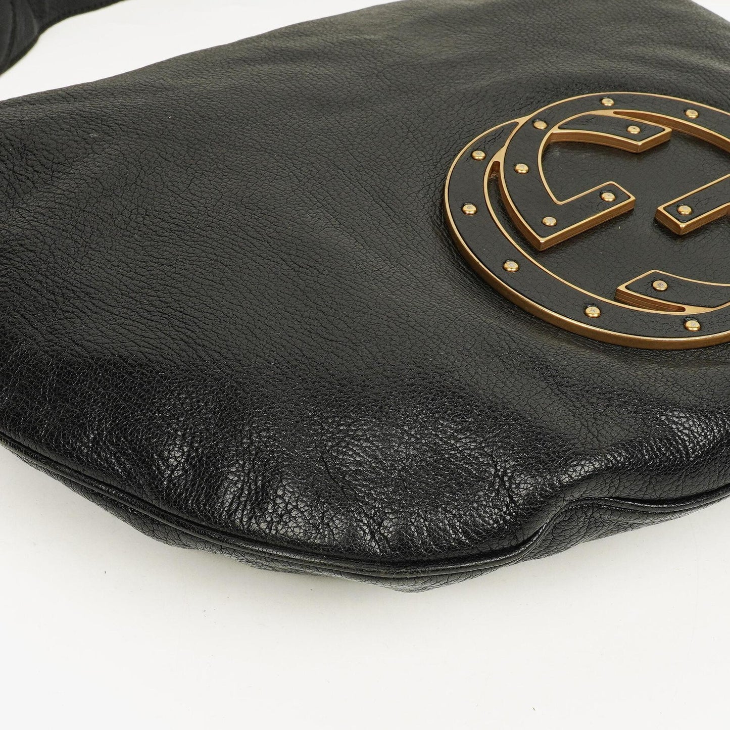 Gucci Black Leather GG Logo Blondie Shoulder Bag