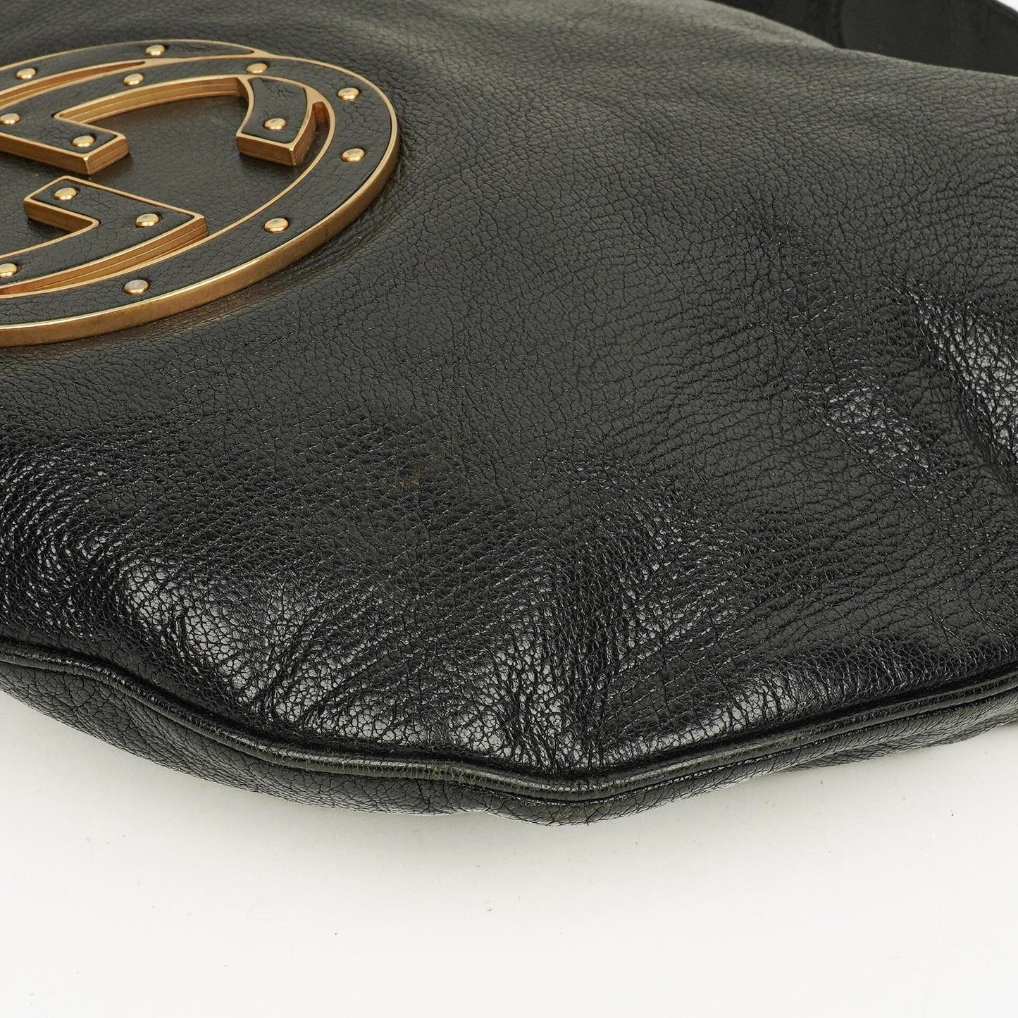 Gucci Black Leather GG Logo Blondie Shoulder Bag