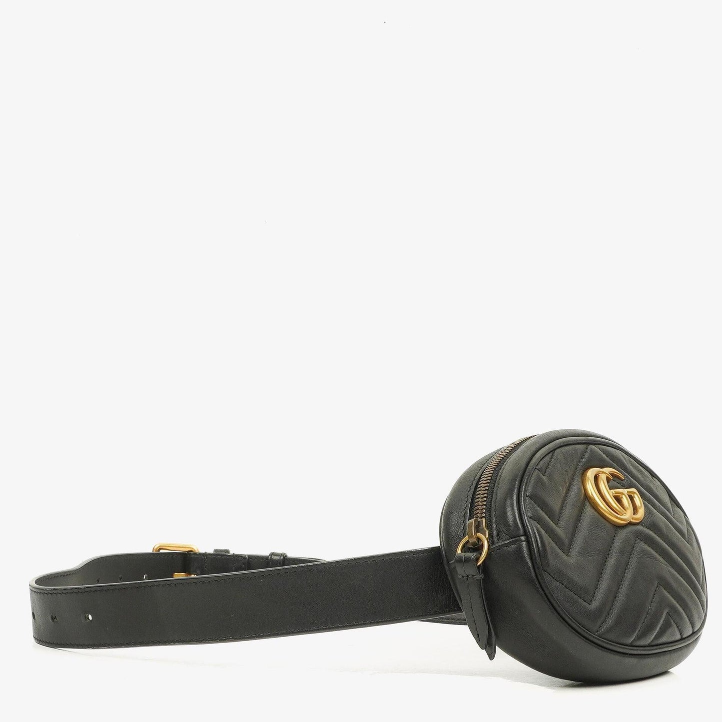Gucci Black Leather GG Marmont Belt Bag
