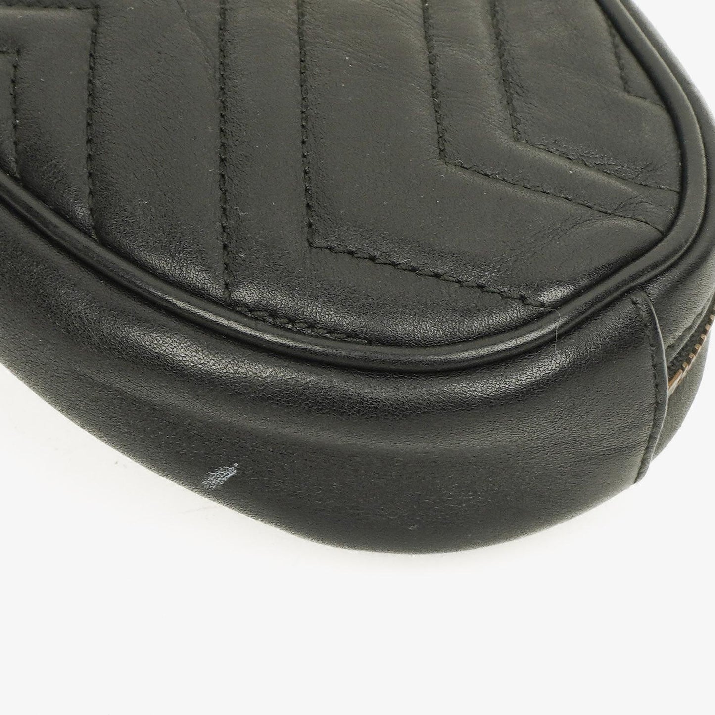 Gucci Black Leather GG Marmont Belt Bag