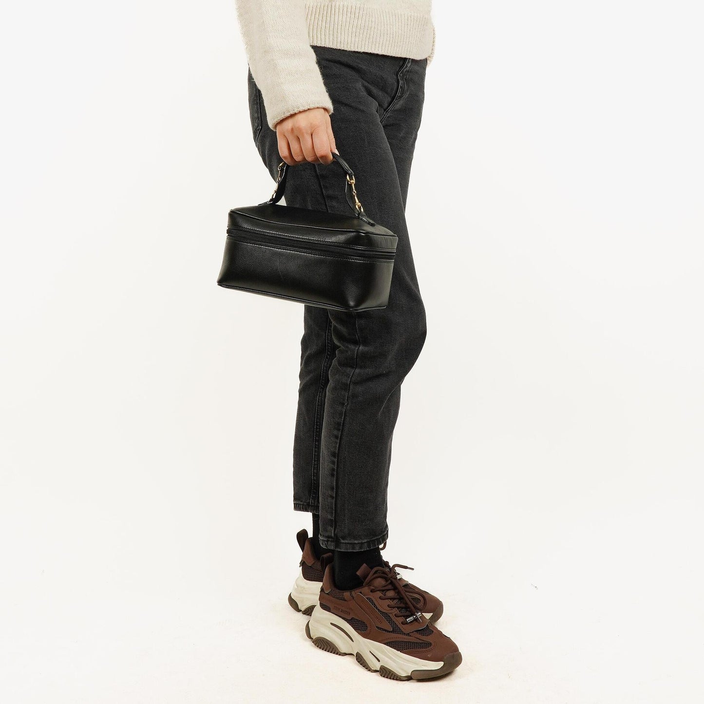 Gucci Black Leather Horsebit Vanity Bag