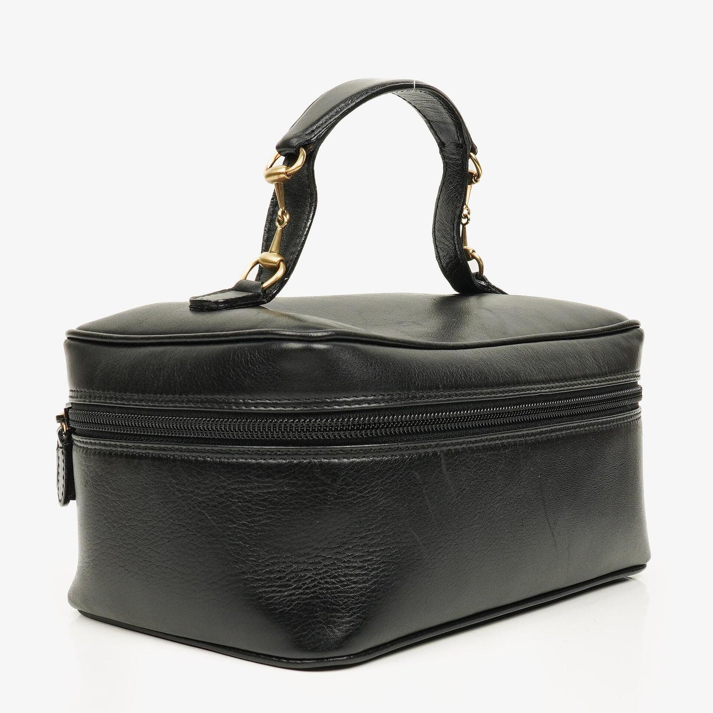 Gucci Black Leather Horsebit Vanity Bag