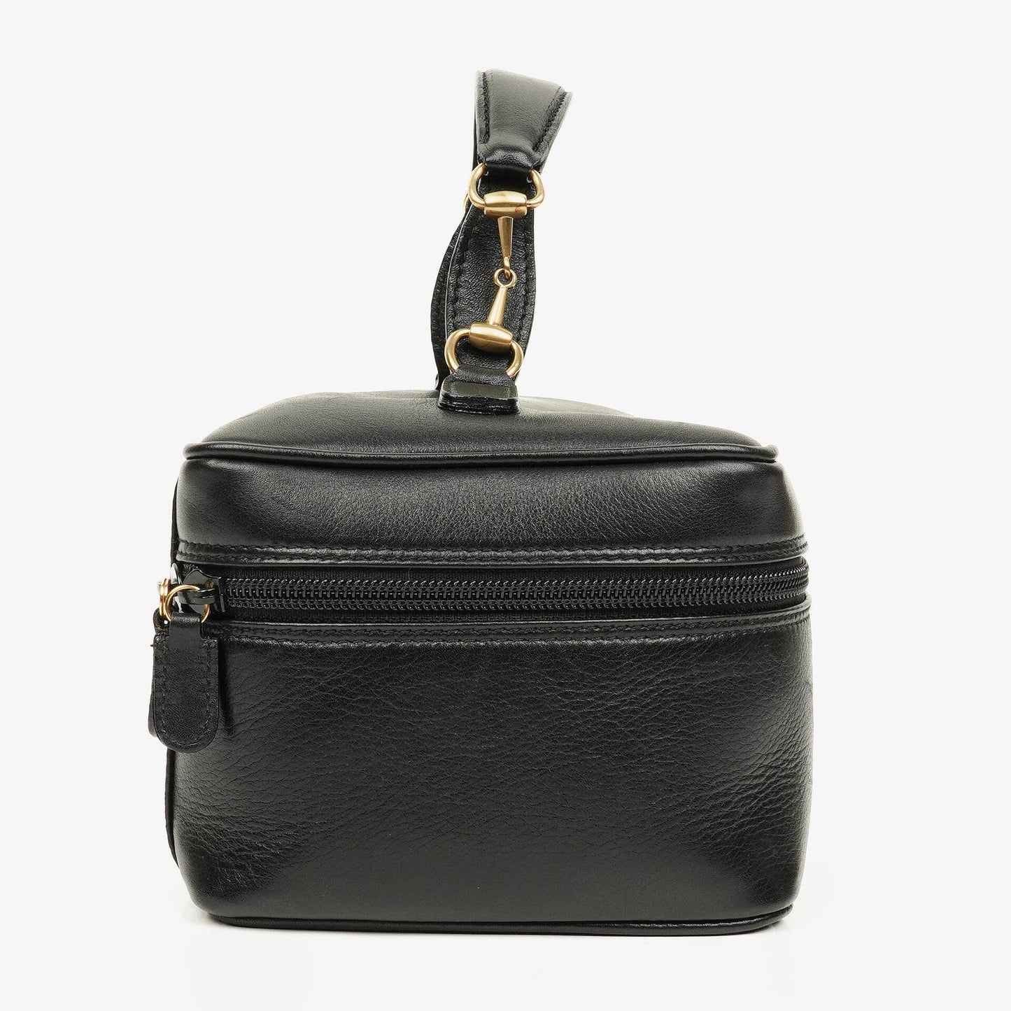 Gucci Black Leather Horsebit Vanity Bag
