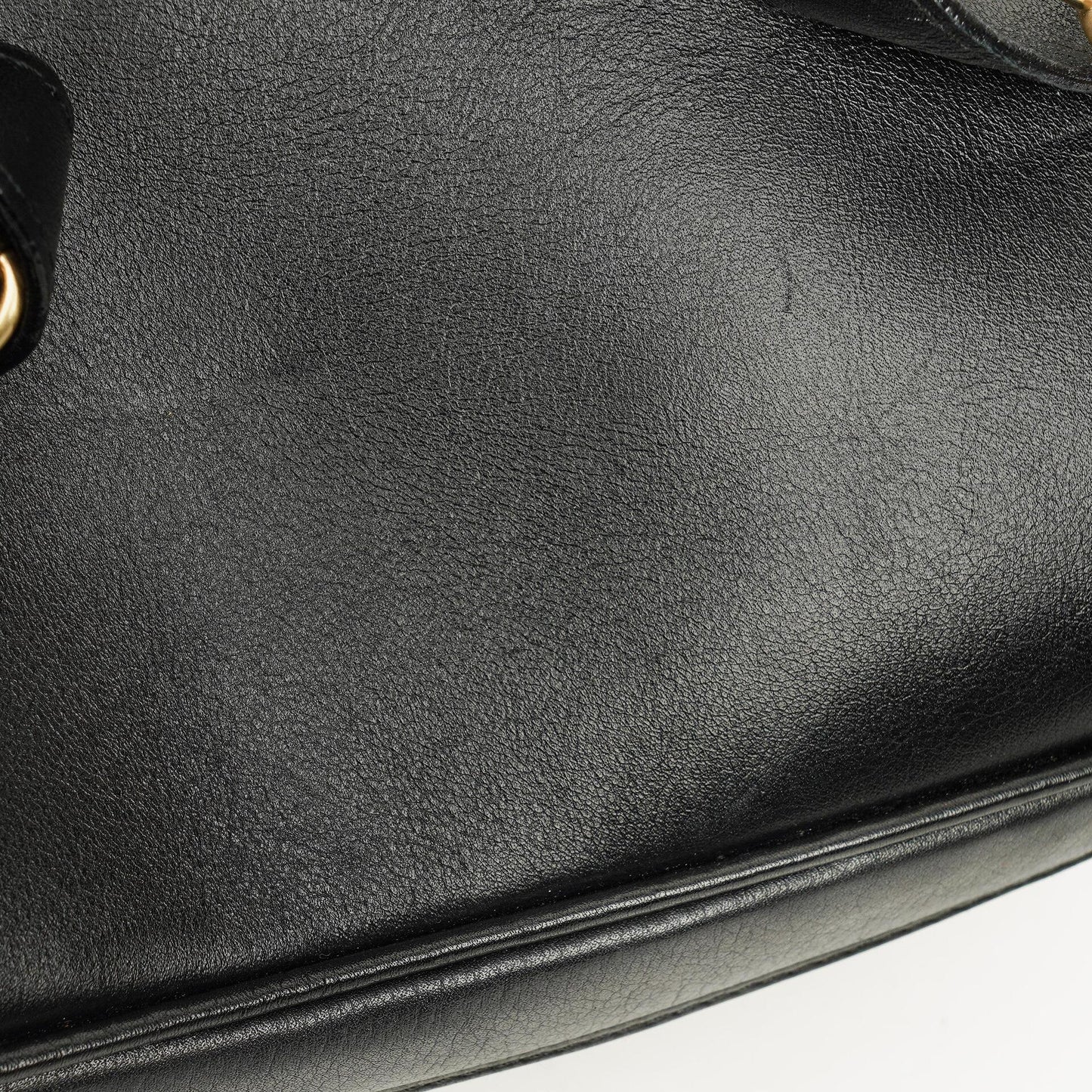 Gucci Black Leather Horsebit Vanity Bag