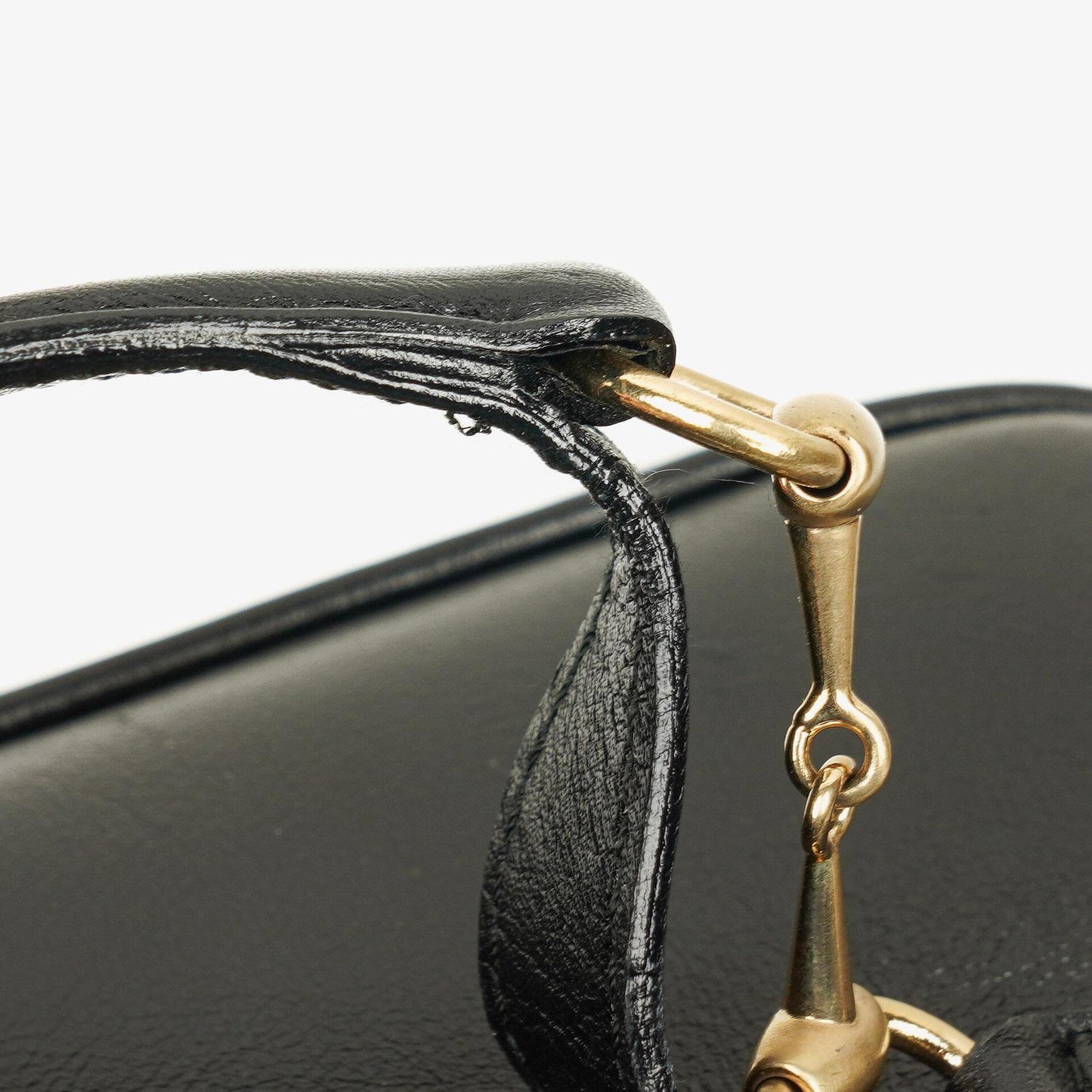 Gucci Black Leather Horsebit Vanity Bag