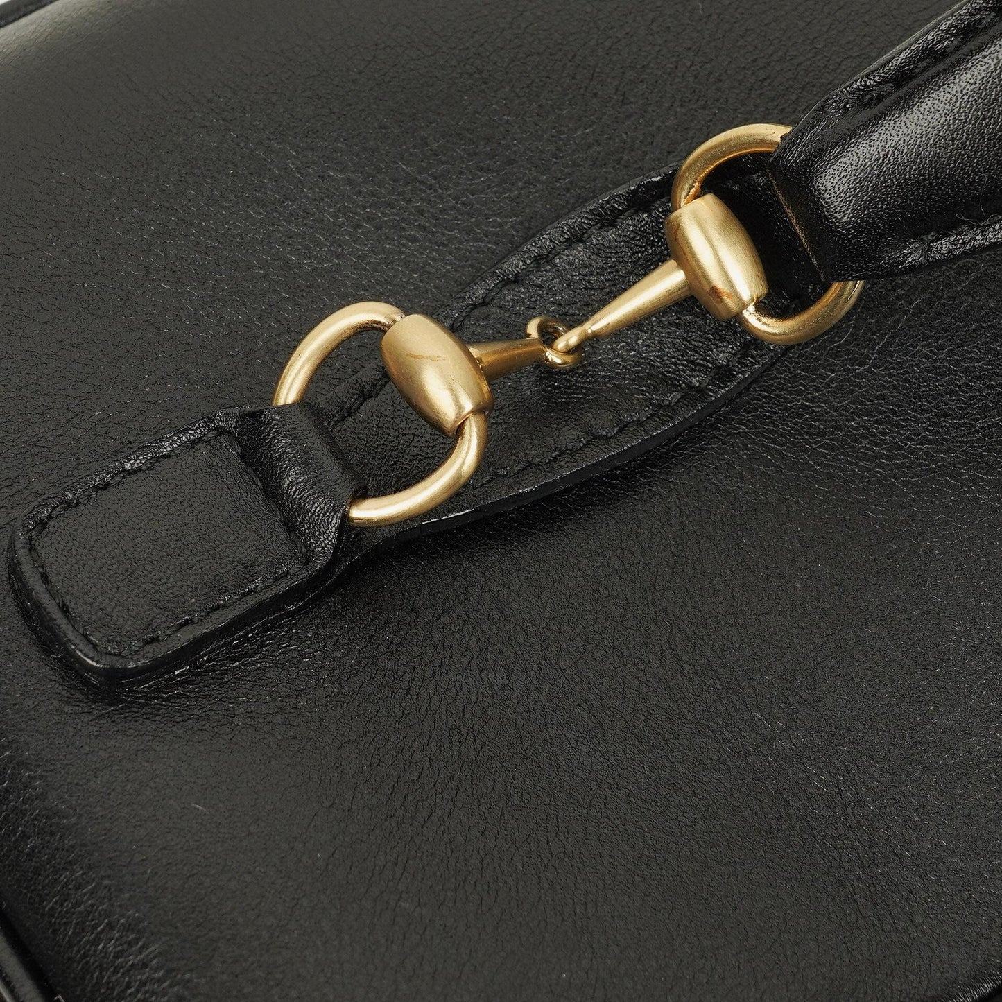 Gucci Black Leather Horsebit Vanity Bag