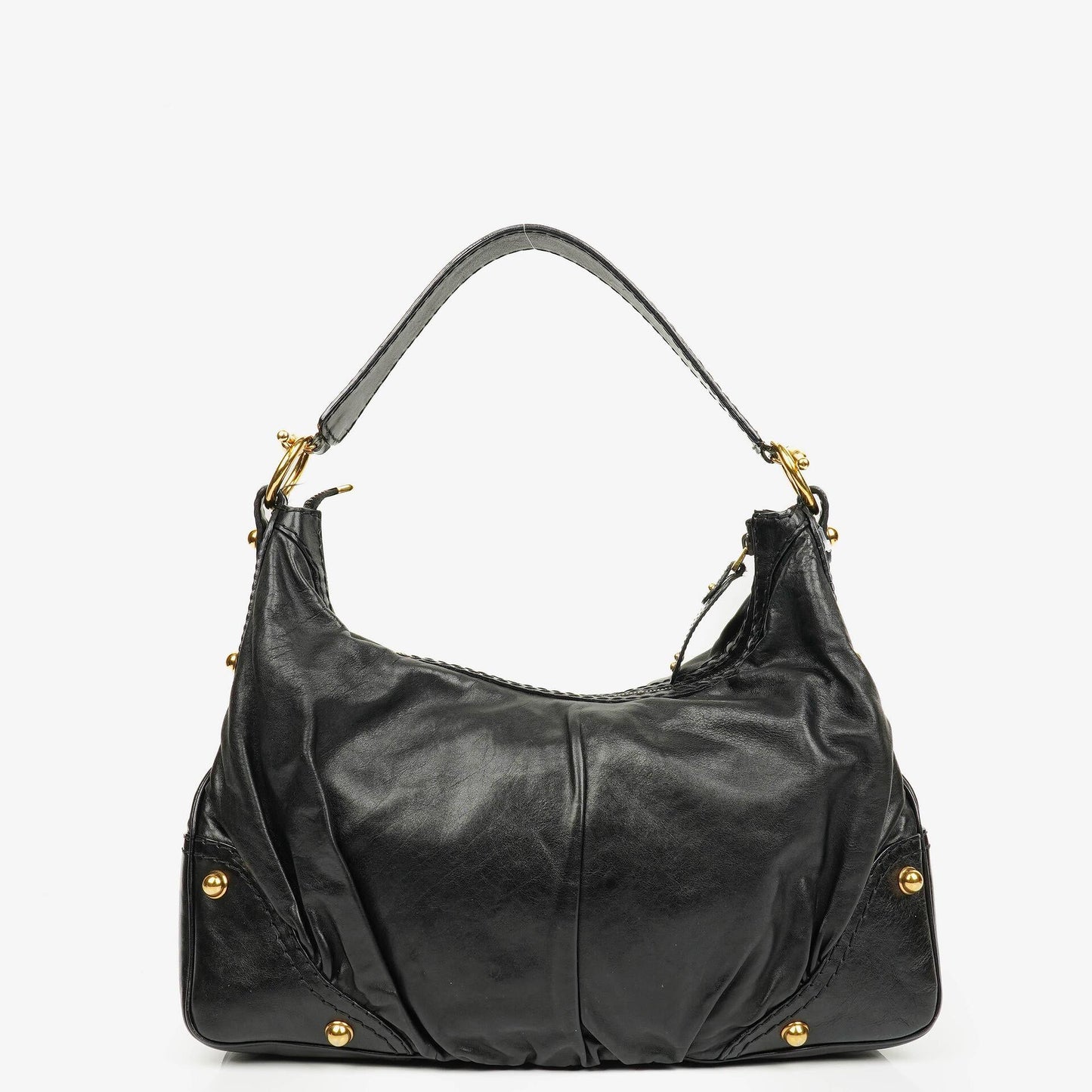Gucci Black Leather Medium Jockey Hobo Bag
