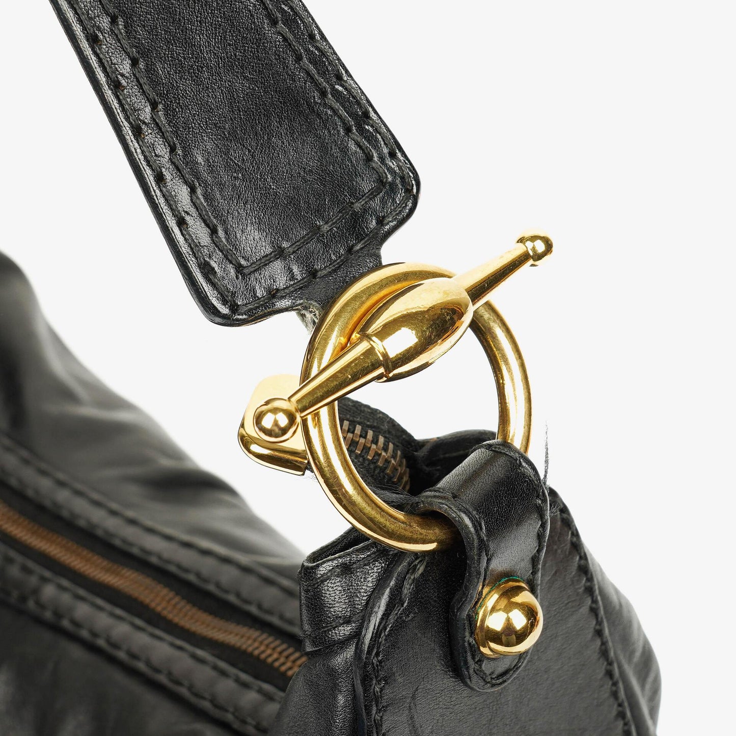 Gucci Black Leather Medium Jockey Hobo Bag