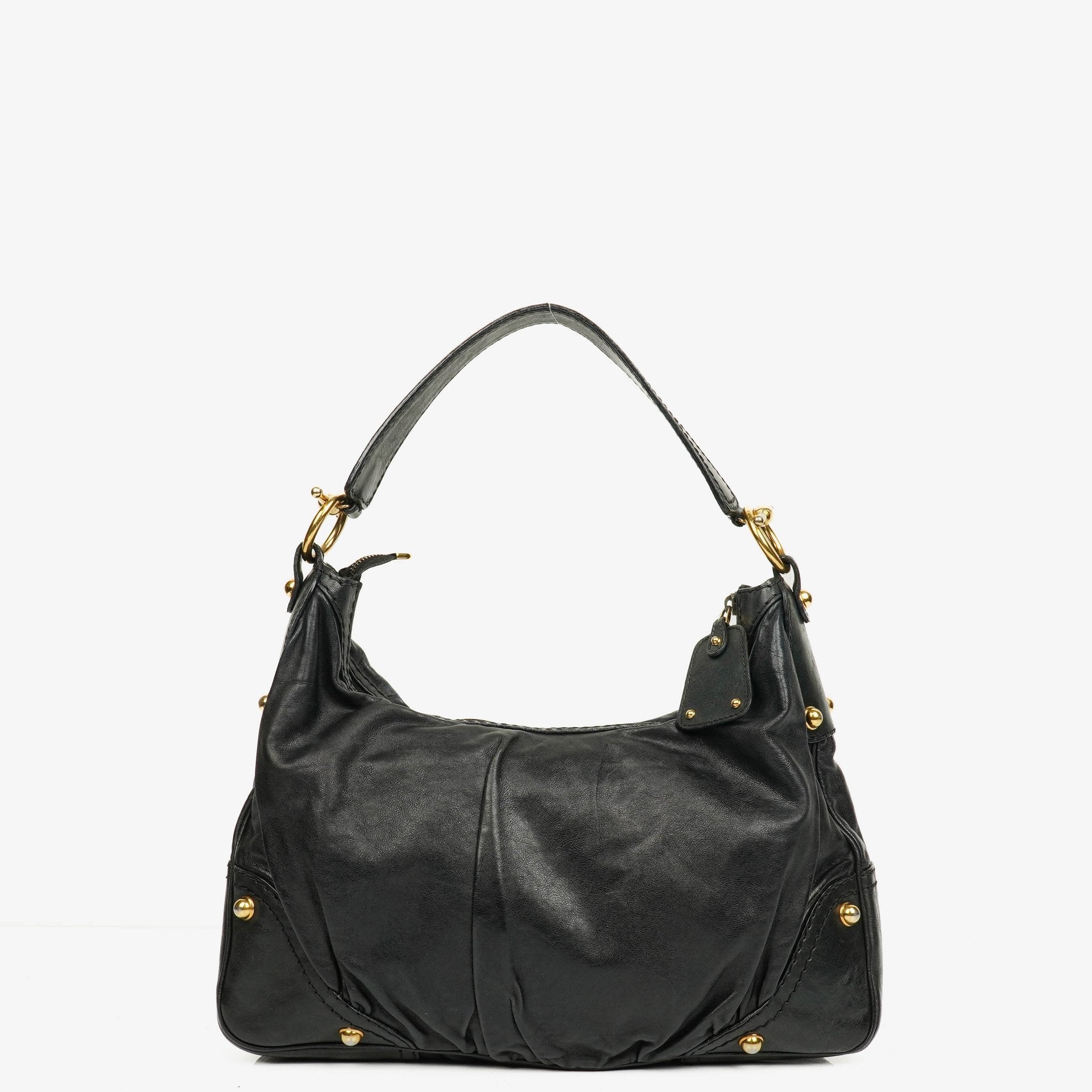 Gucci Black Leather Medium Jockey Hobo Bag