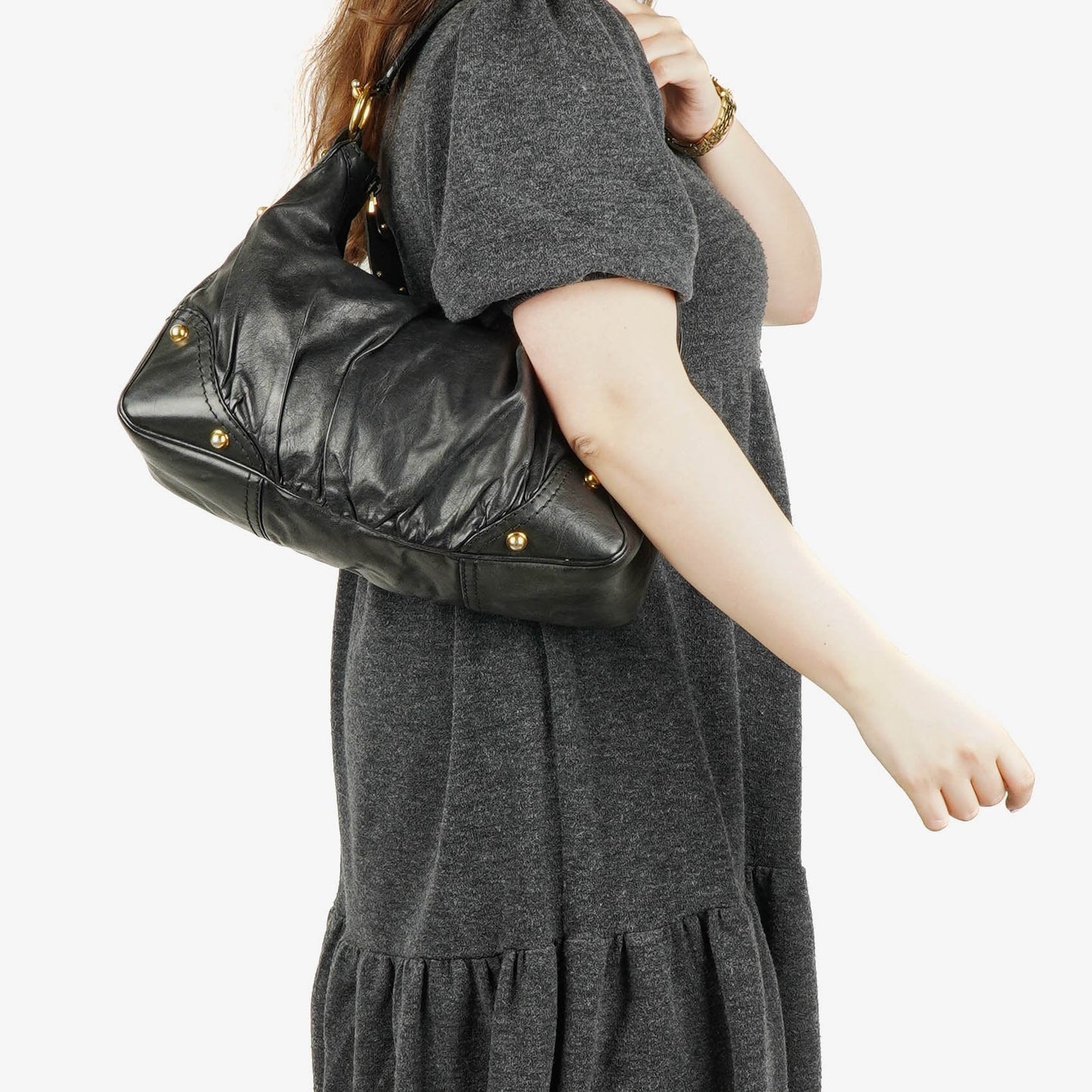 Gucci Black Leather Medium Jockey Hobo Bag