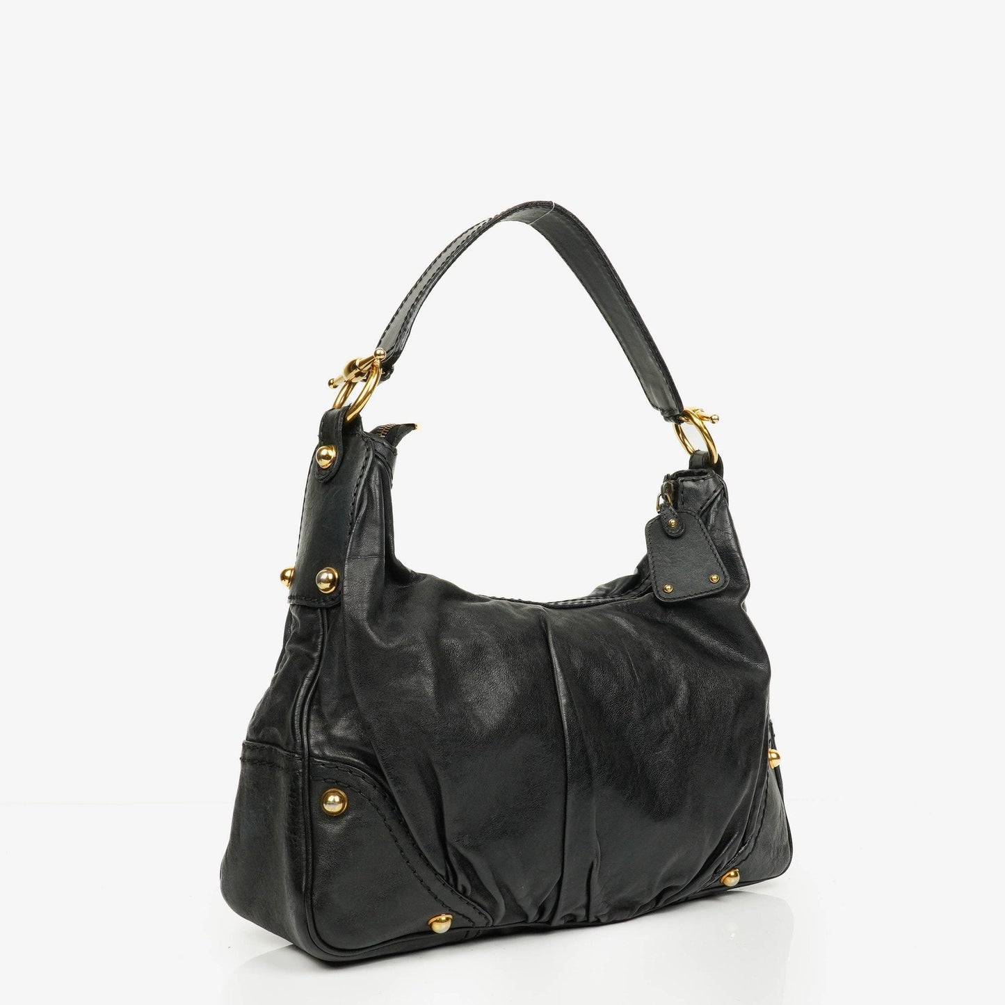 Gucci Black Leather Medium Jockey Hobo Bag