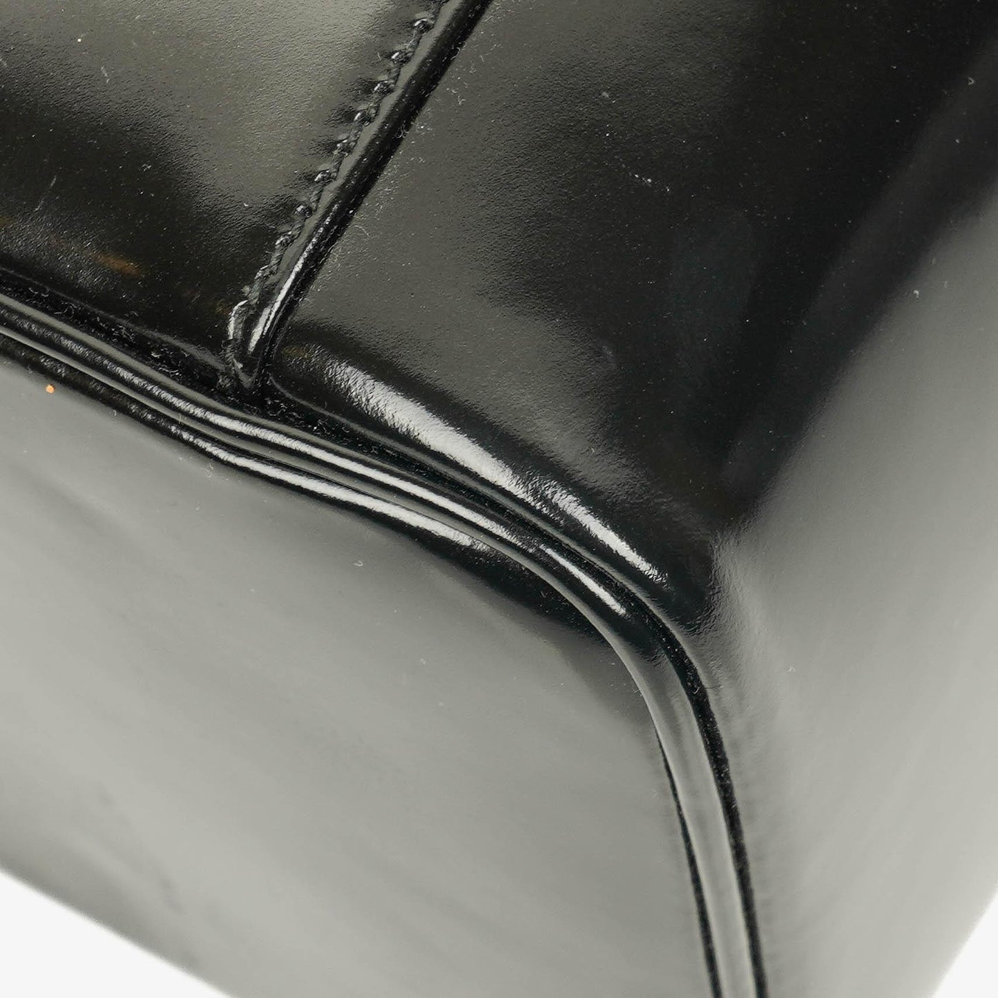 Gucci Black Patent Leather Bamboo Vanity Bag