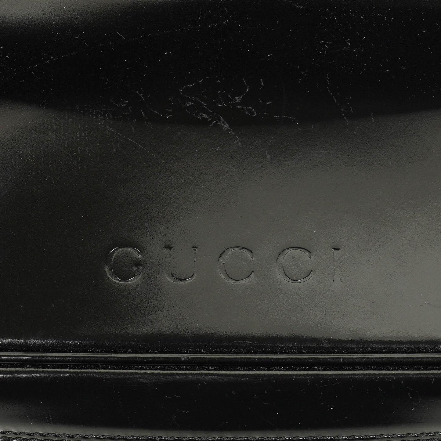 Gucci Black Patent Leather Bamboo Vanity Bag