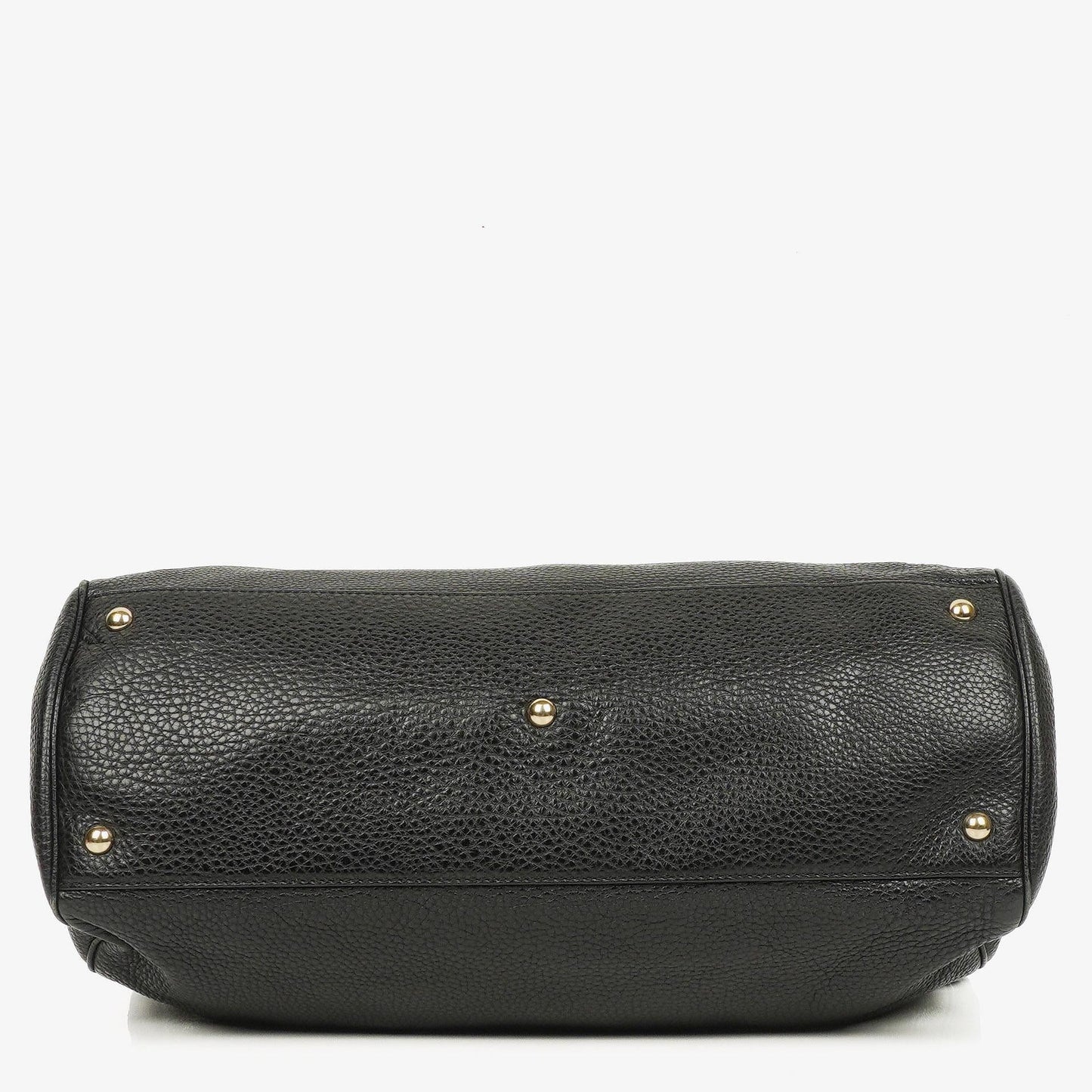 Gucci Black Pebbled Leather Bamboo Shopper Top Handle Large Tote Bag
