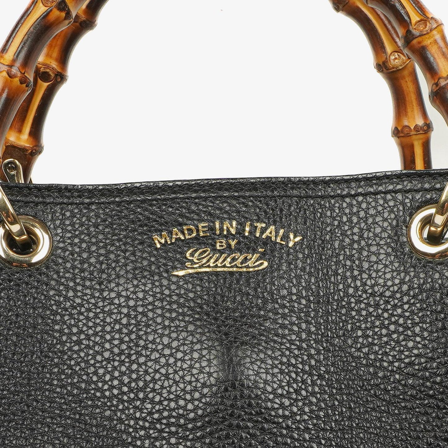 Gucci Black Pebbled Leather Bamboo Shopper Top Handle Large Tote Bag
