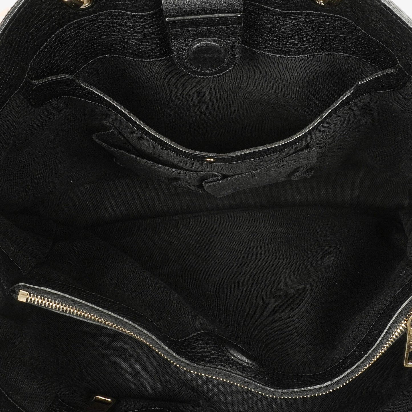 Gucci Black Pebbled Leather Bamboo Shopper Top Handle Large Tote Bag