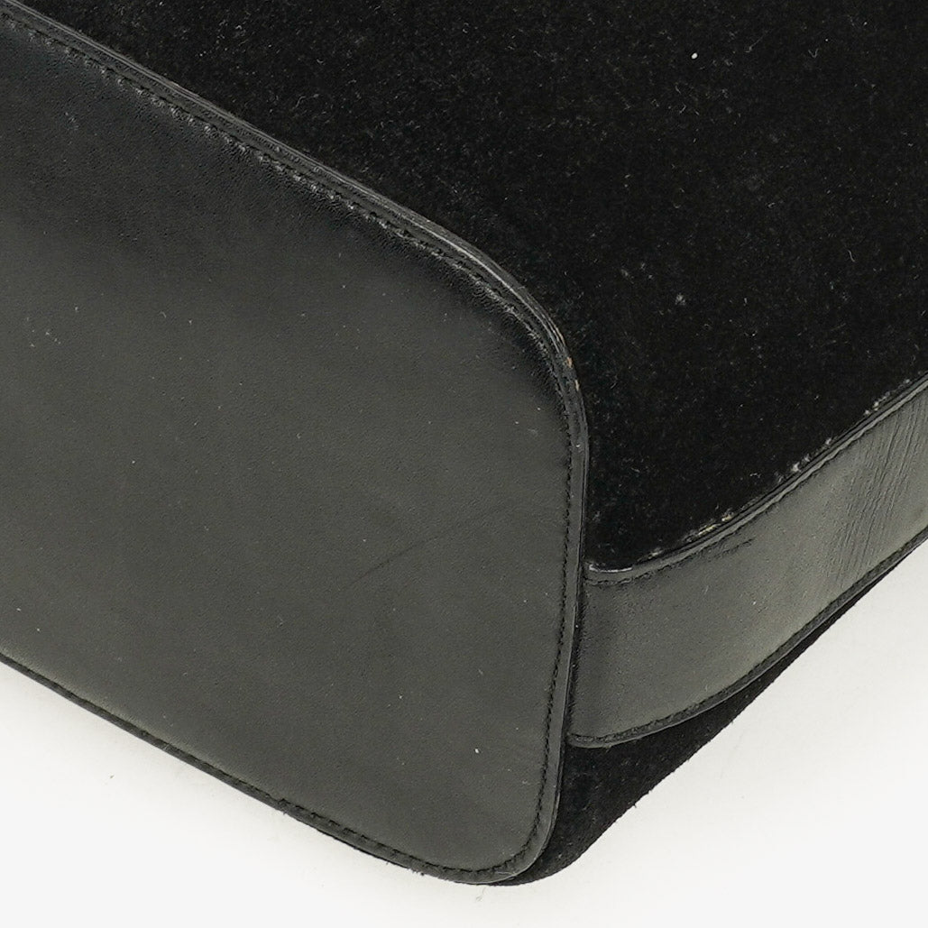 Gucci Black Suede And Leather Shoulder Hobo Bag