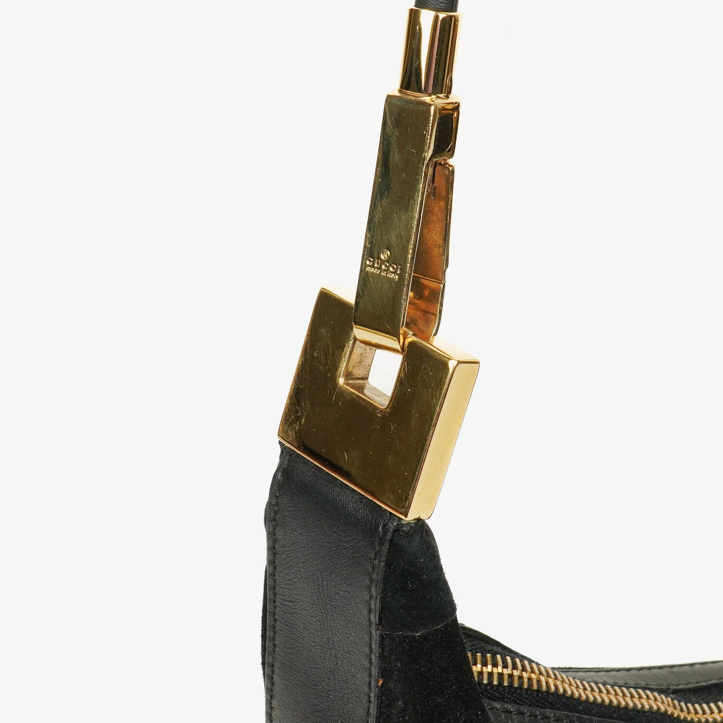 Gucci Black Suede And Leather Shoulder Hobo Bag