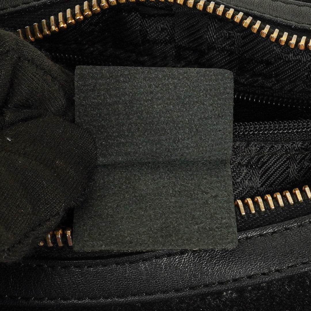 Gucci Black Suede And Leather Shoulder Hobo Bag