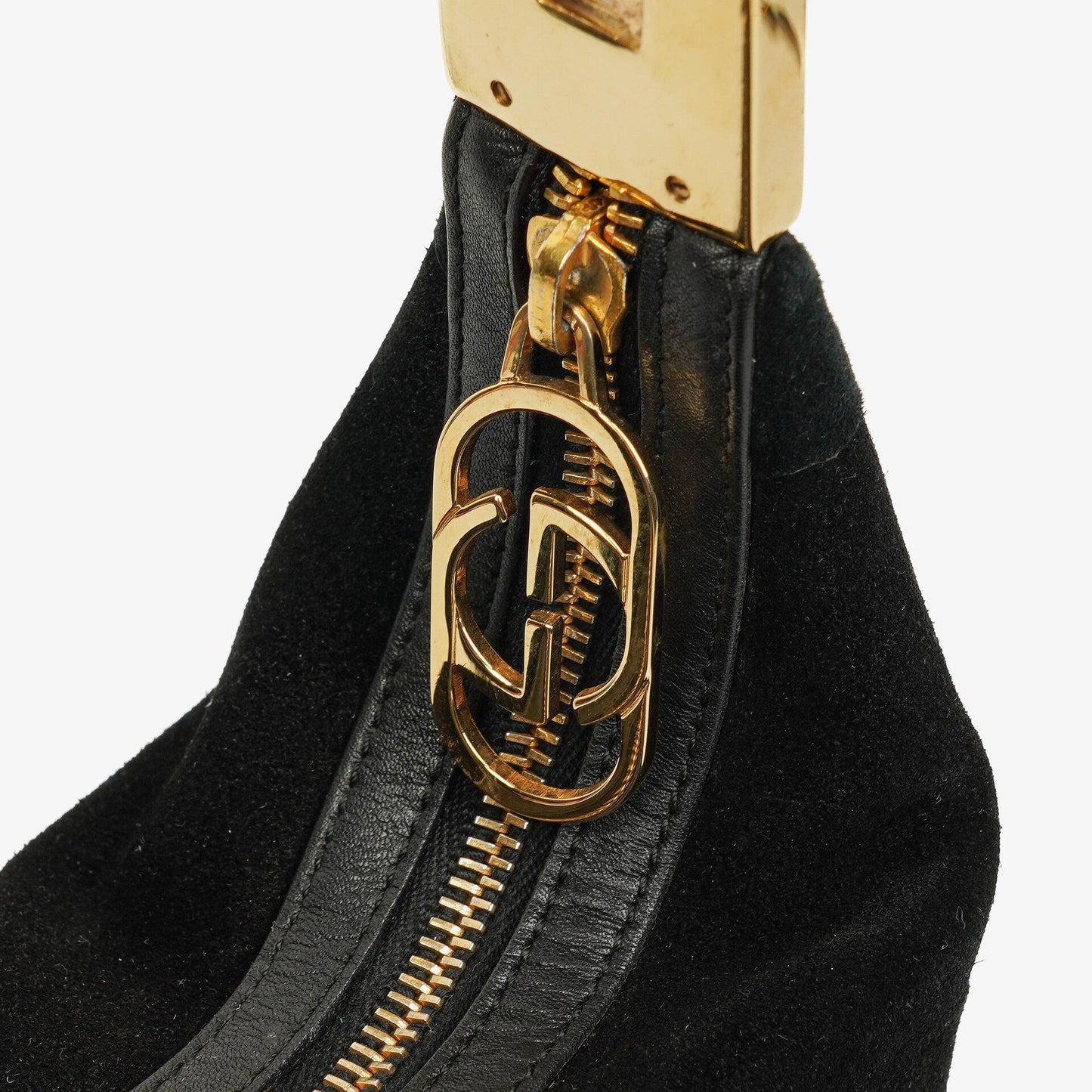 Gucci Black Suede And Leather Shoulder Hobo Bag
