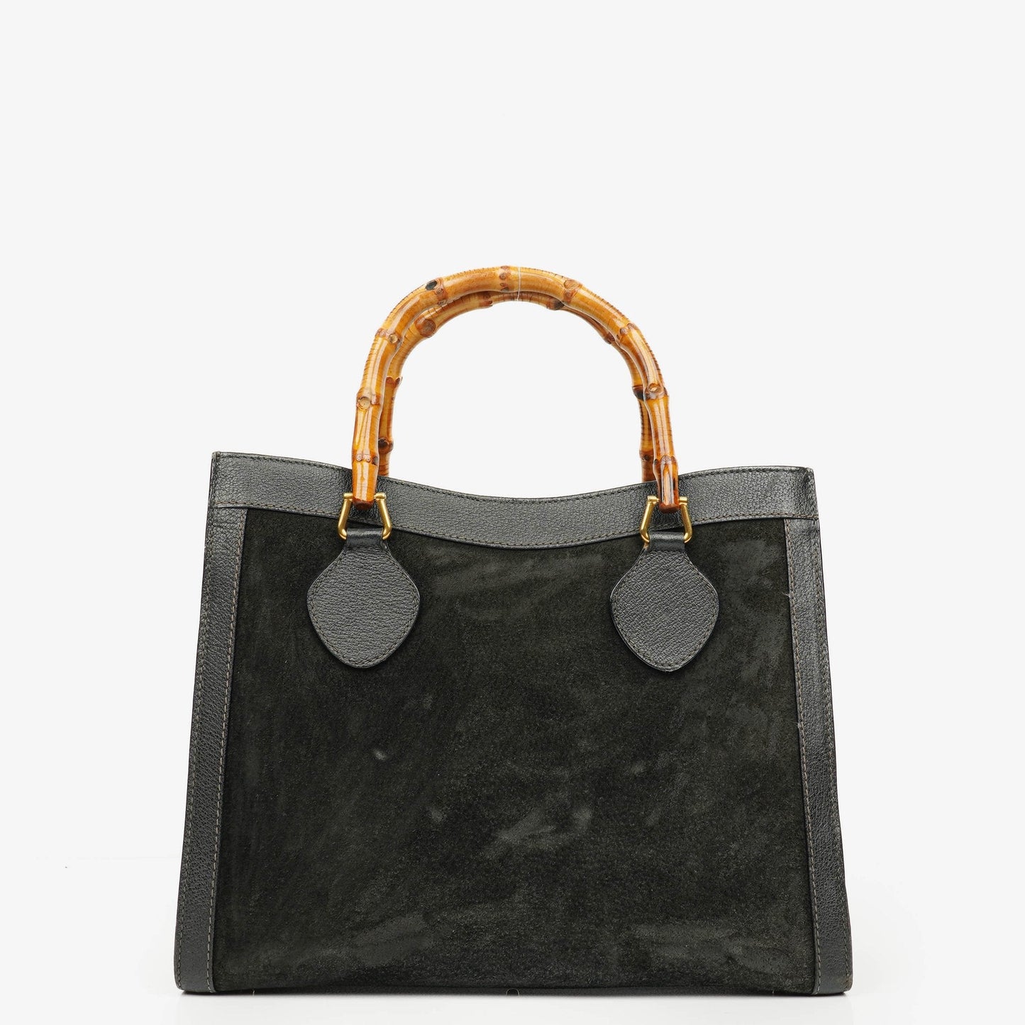 Gucci Black Vintage Suede And Leather Diana Bamboo Tote