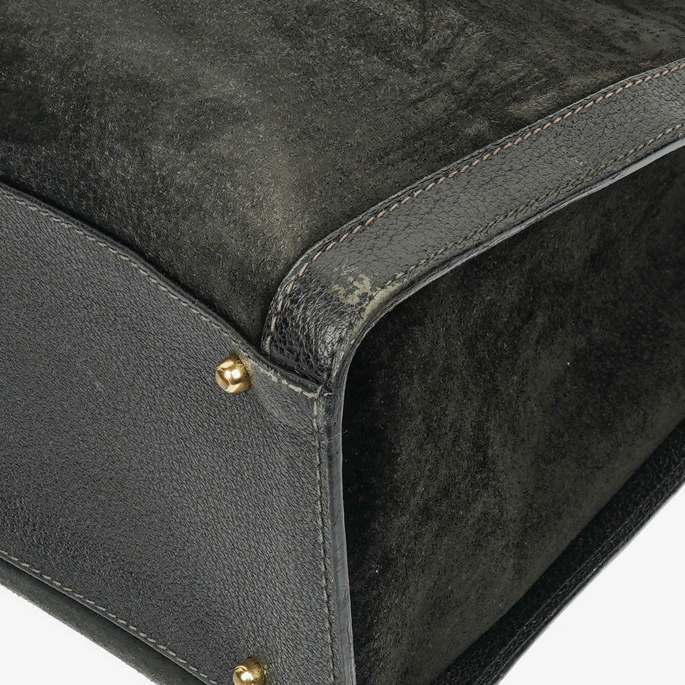 Gucci Black Vintage Suede And Leather Diana Bamboo Tote