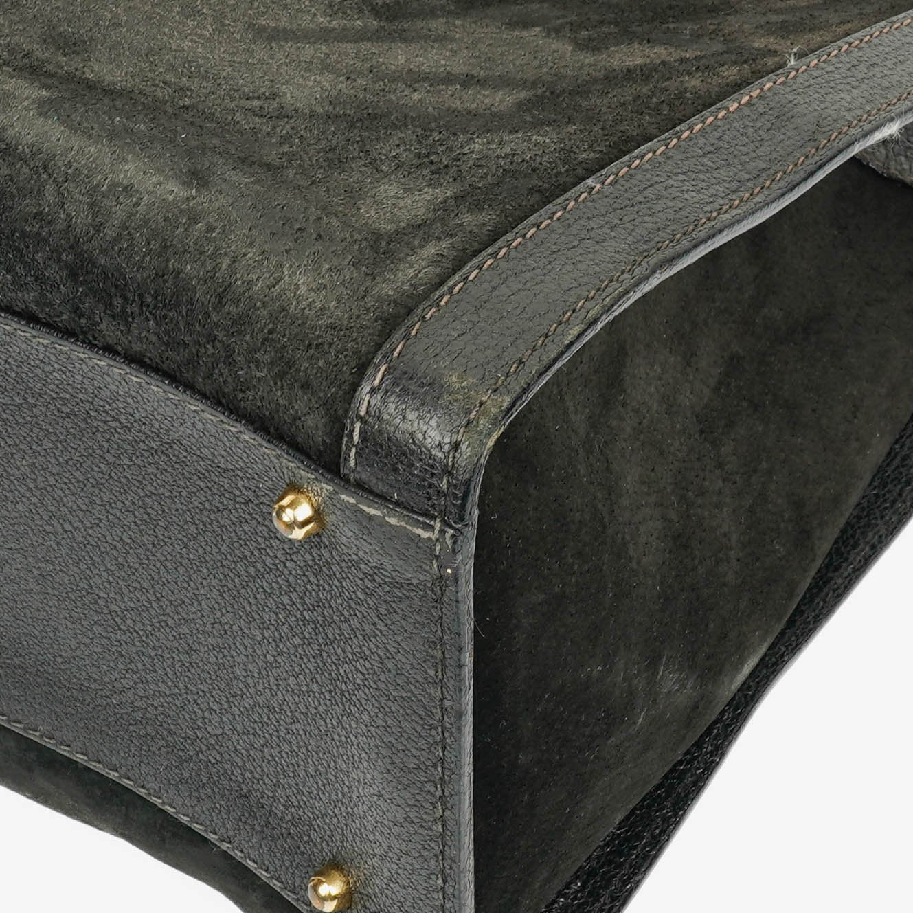 Gucci Black Vintage Suede And Leather Diana Bamboo Tote