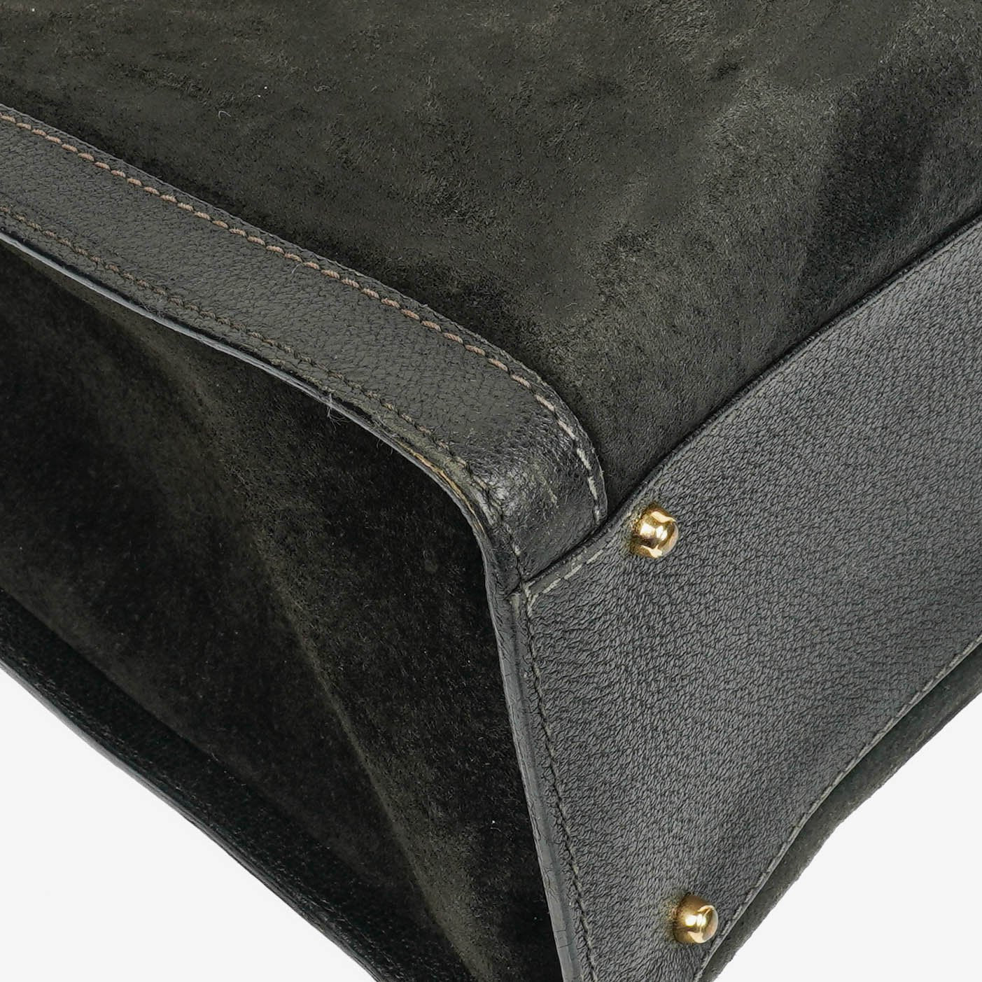 Gucci Black Vintage Suede And Leather Diana Bamboo Tote