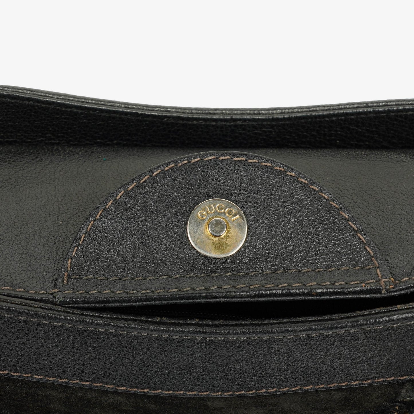 Gucci Black Vintage Suede And Leather Diana Bamboo Tote