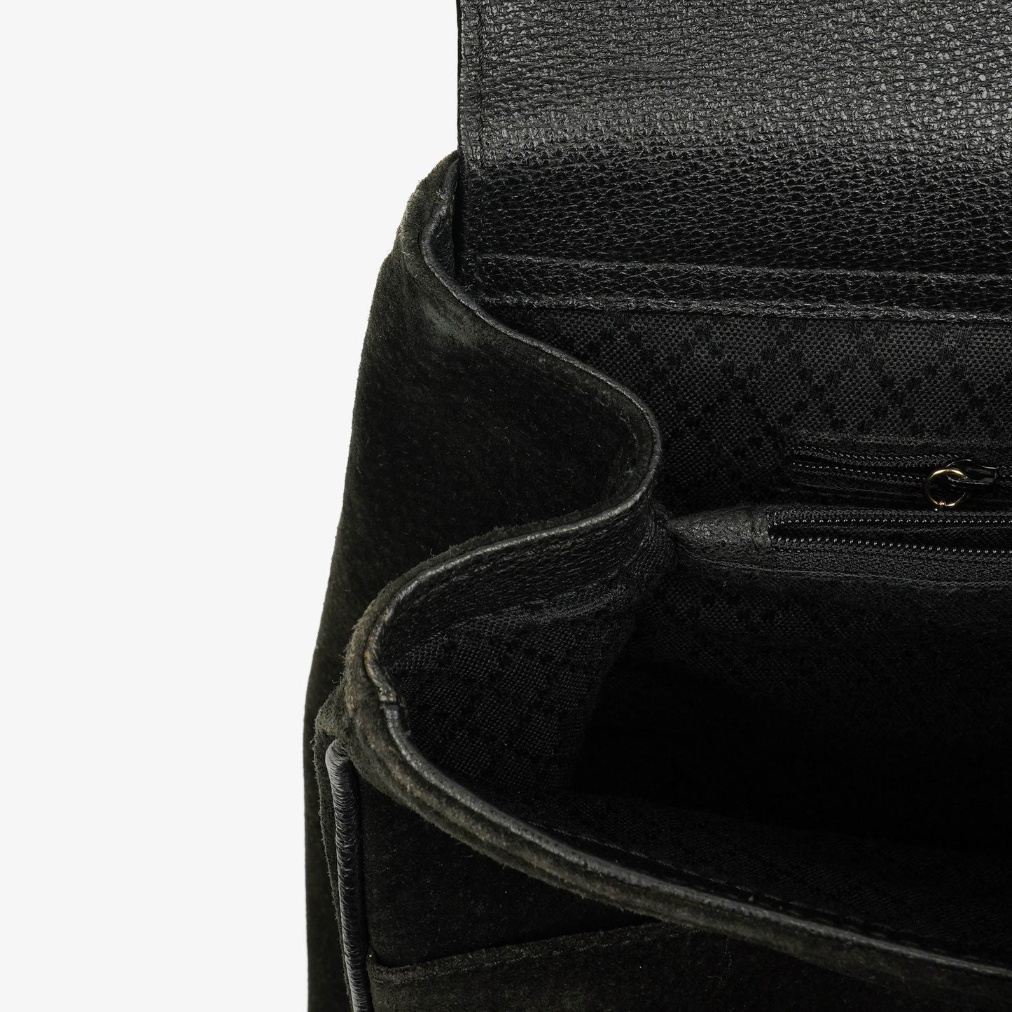 Gucci Black Vintage Suede Bamboo Tote