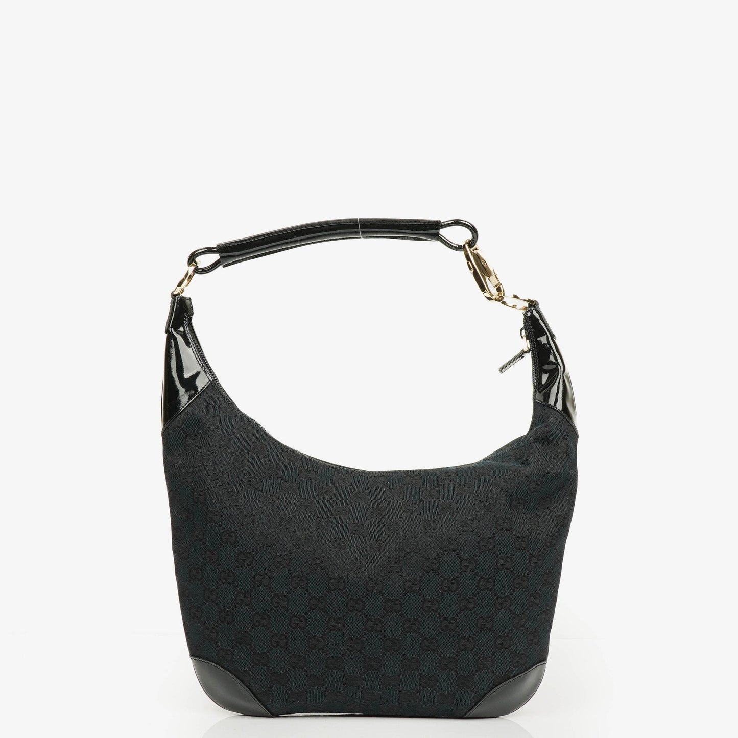 Gucci Black/Navy GG Canvas Braided Handle Ring Hobo Bag