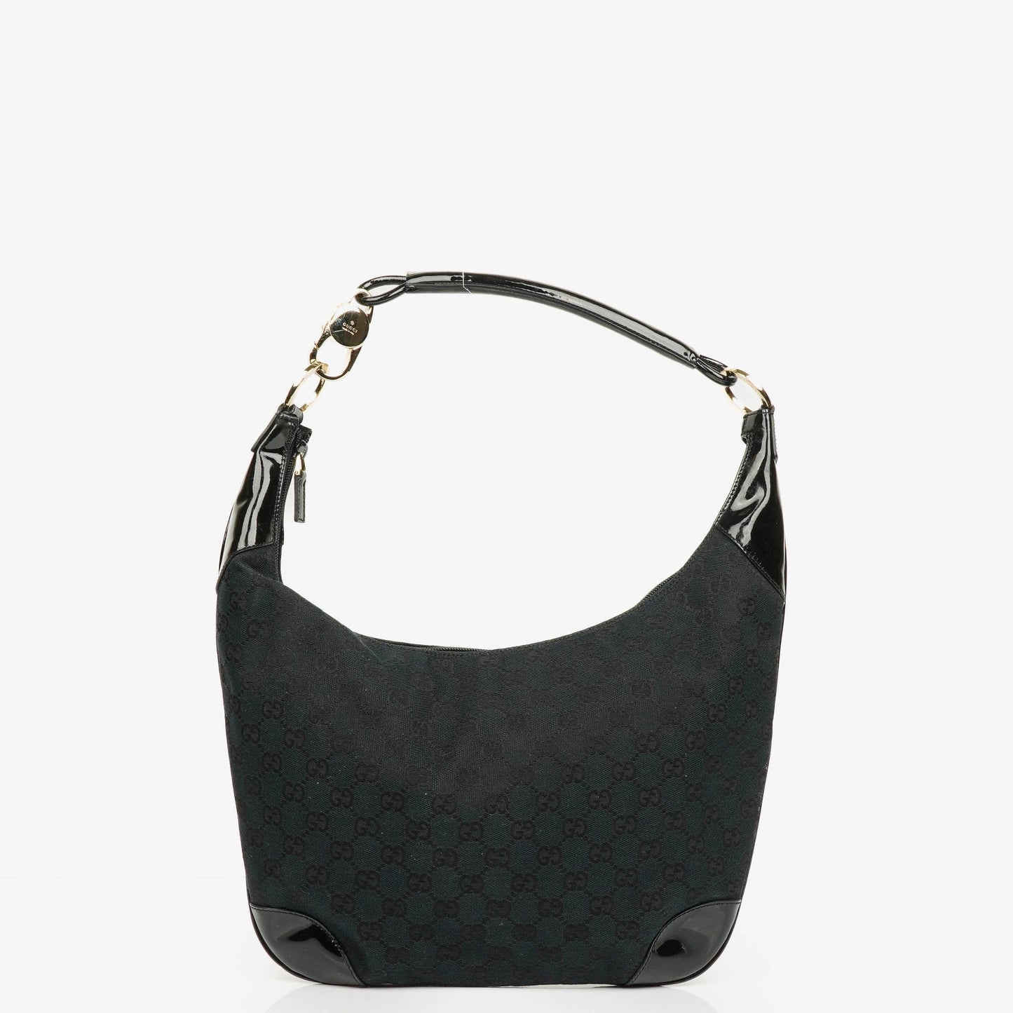 Gucci Black/Navy GG Canvas Braided Handle Ring Hobo Bag