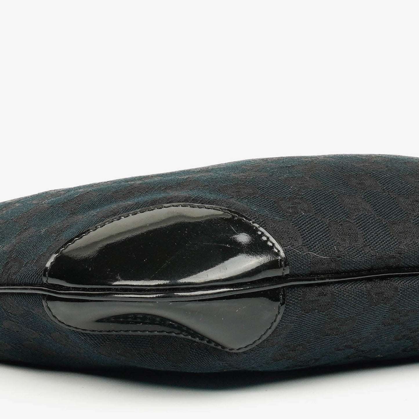 Gucci Black/Navy GG Canvas Braided Handle Ring Hobo Bag