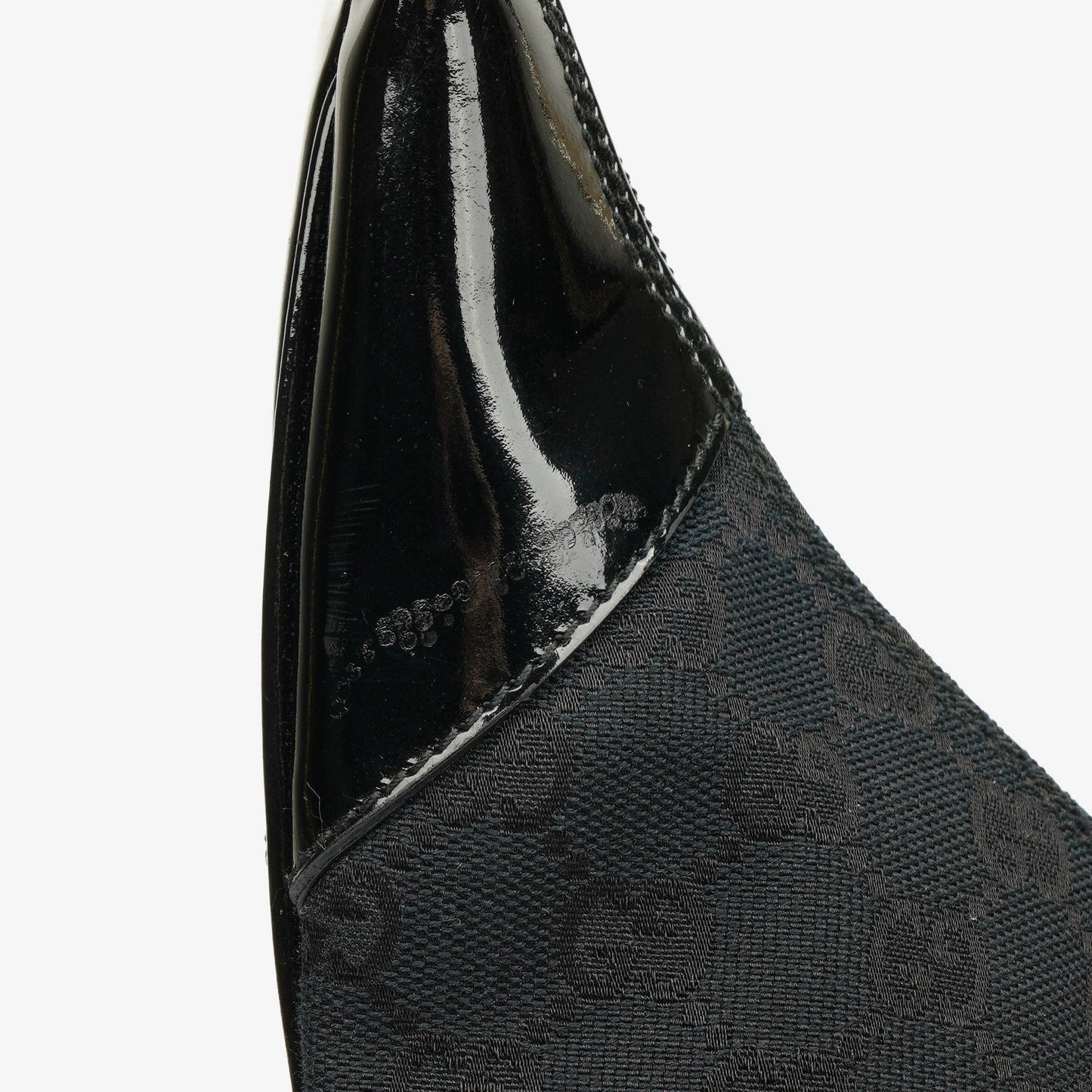 Gucci Black/Navy GG Canvas Braided Handle Ring Hobo Bag
