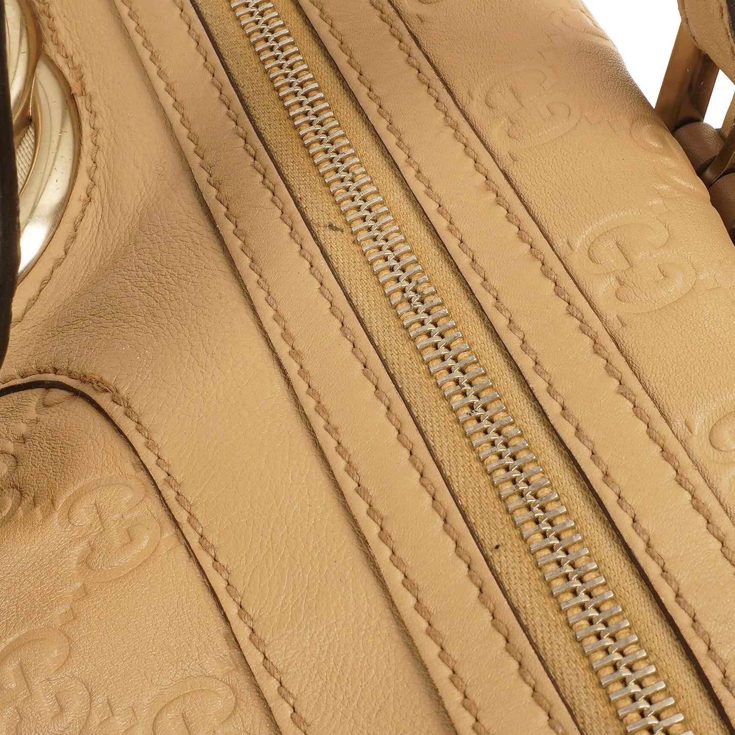 Gucci Britt Beige Guccissima Leather Boston Bag