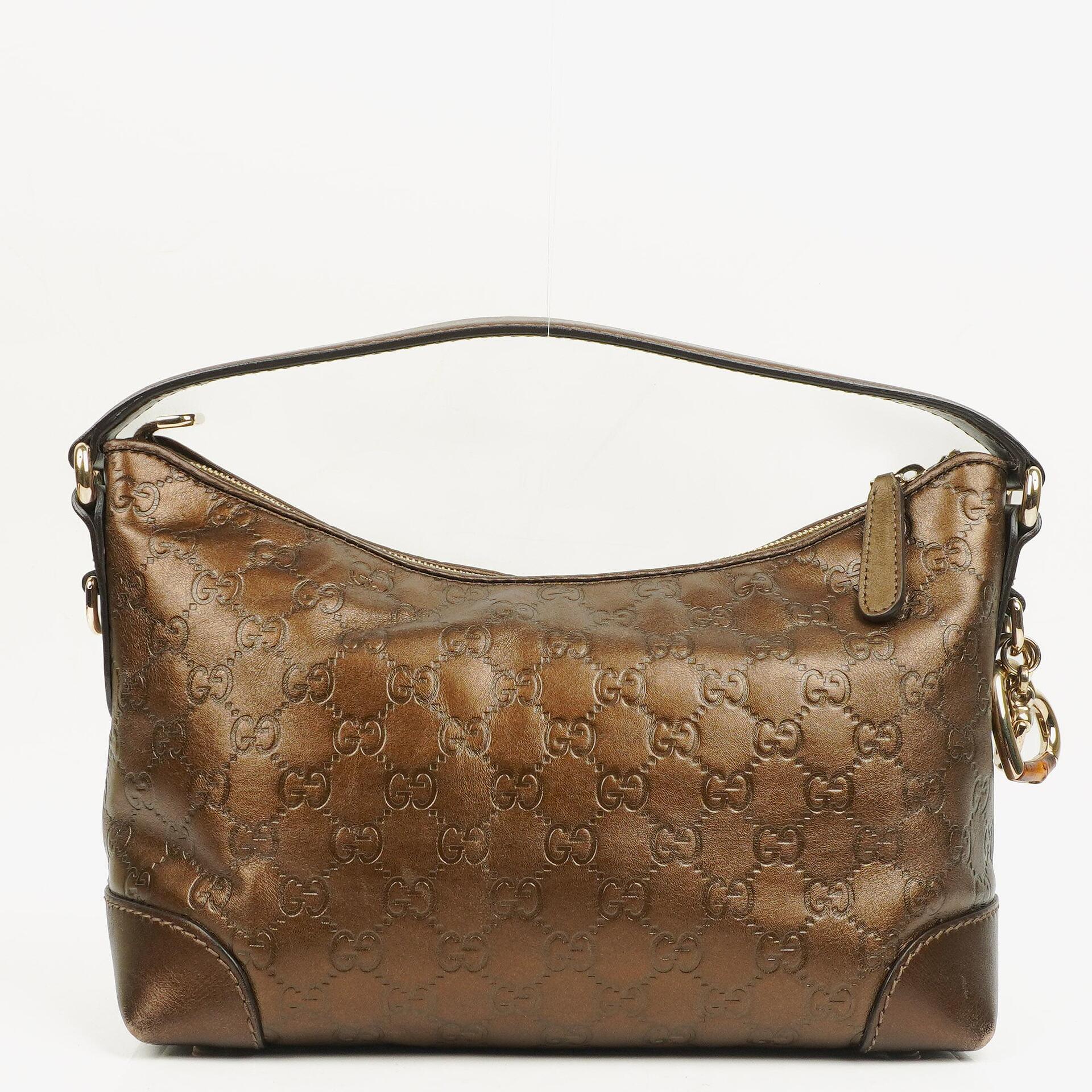 Gucci Bronze Metallic Guccissima Leather Heart-Bit Hobo Bag