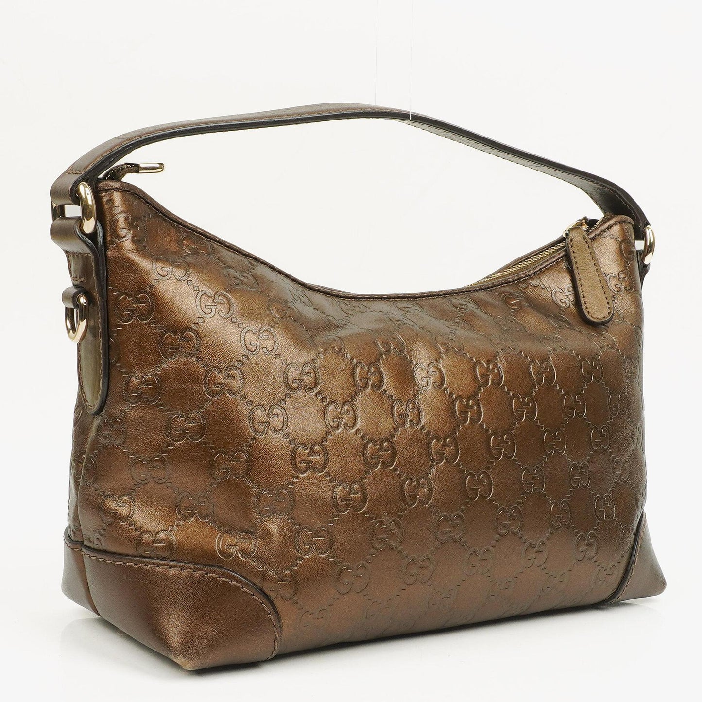 Gucci Bronze Metallic Guccissima Leather Heart-Bit Hobo Bag