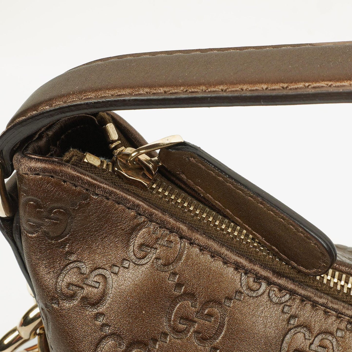 Gucci Bronze Metallic Guccissima Leather Heart-Bit Hobo Bag