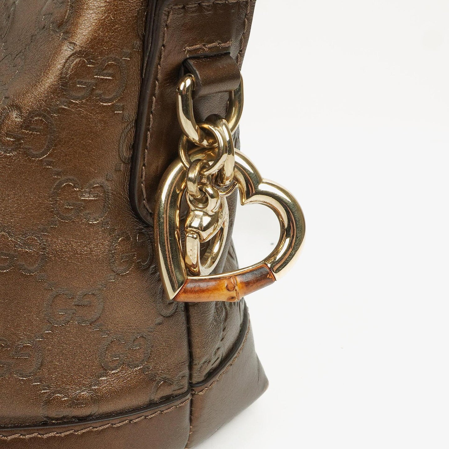 Gucci Bronze Metallic Guccissima Leather Heart-Bit Hobo Bag