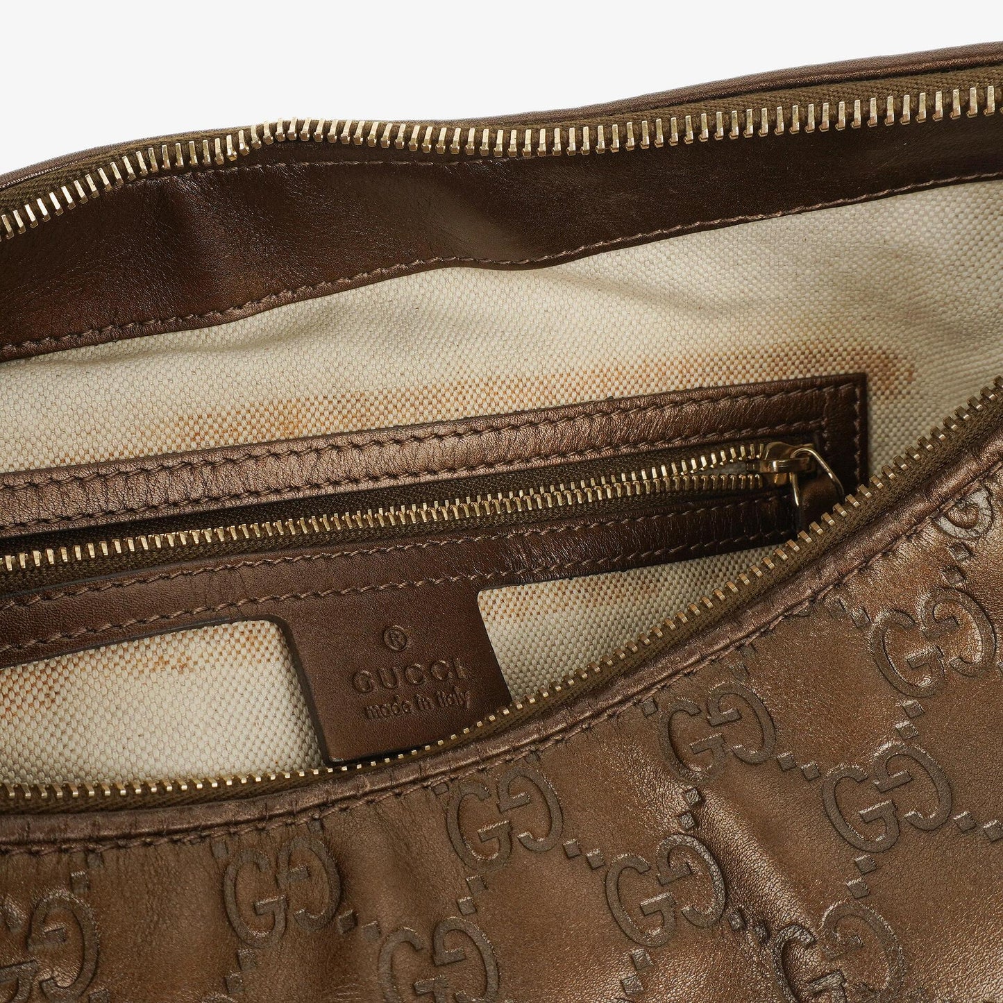 Gucci Bronze Metallic Guccissima Leather Heart-Bit Hobo Bag