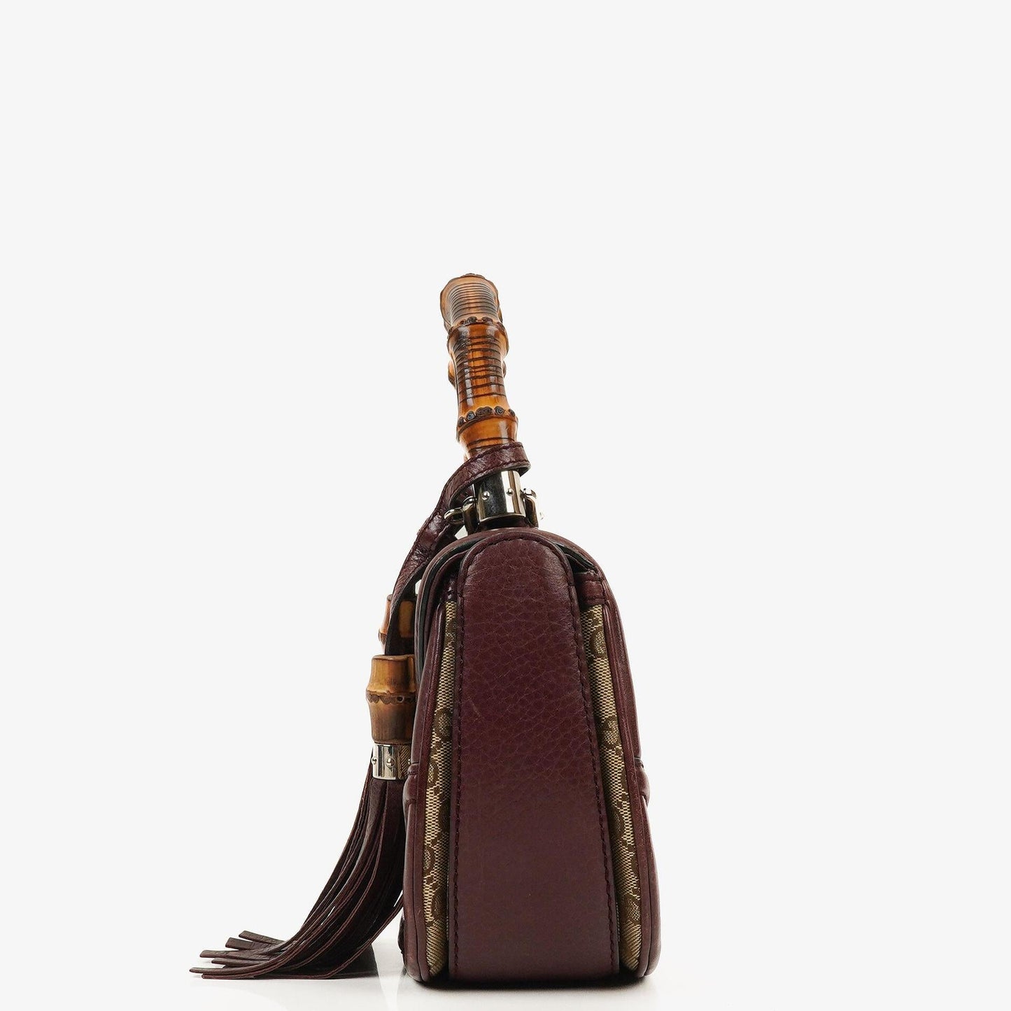Gucci Brown GG Canvas Medium New Convertible Bamboo Top Handle Bag