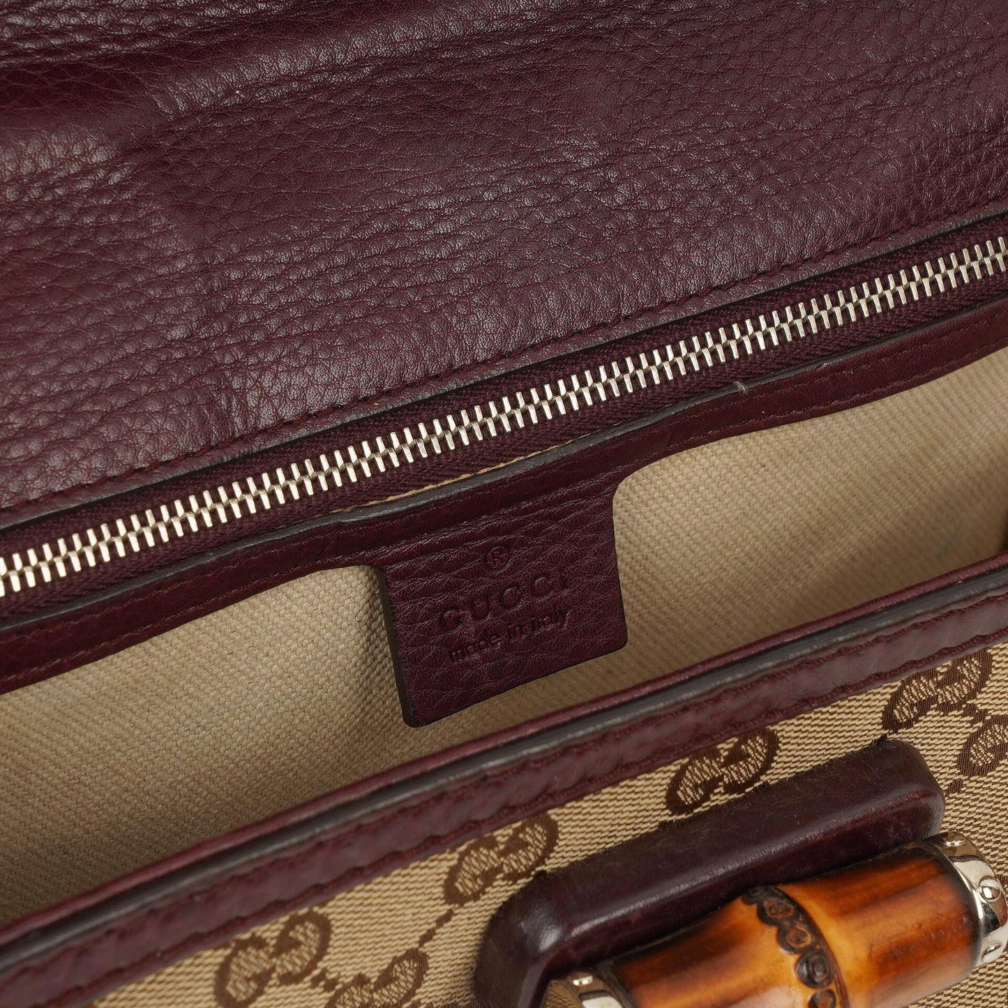 Gucci Brown GG Canvas Medium New Convertible Bamboo Top Handle Bag