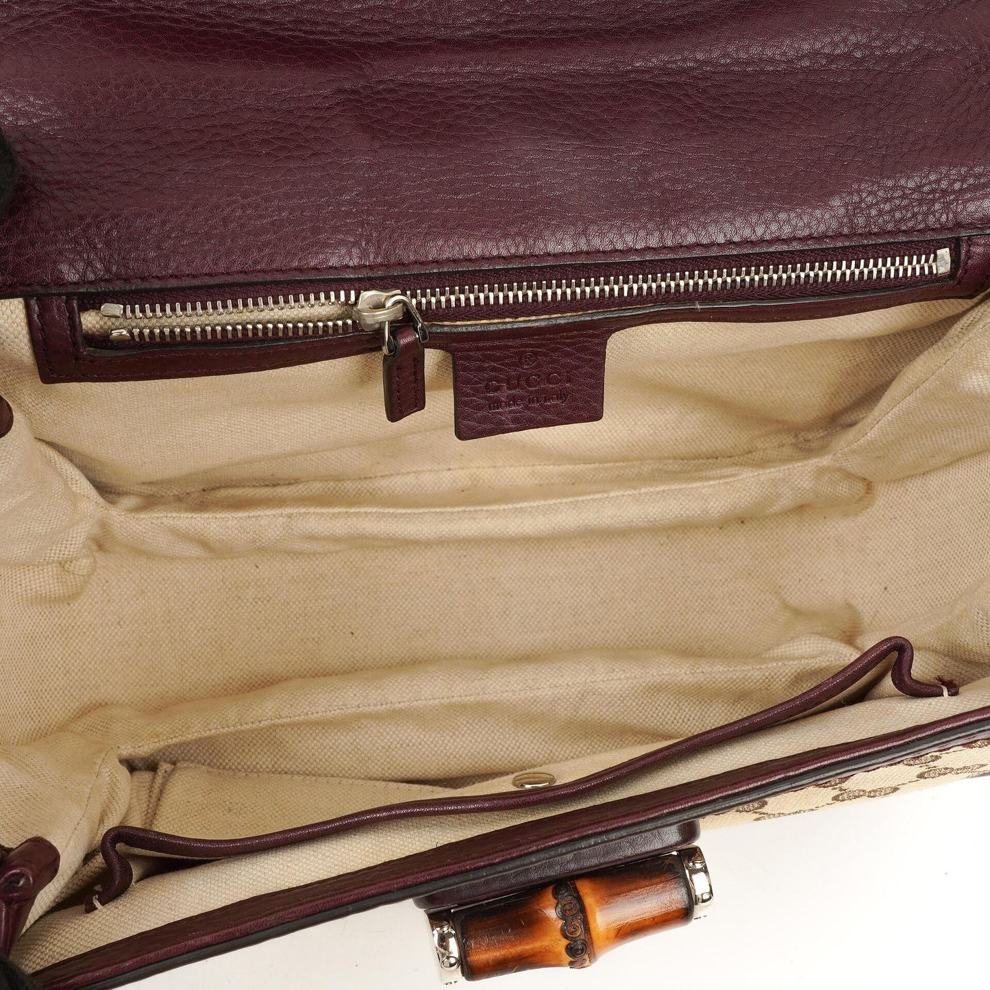 Gucci Brown GG Canvas Medium New Convertible Bamboo Top Handle Bag