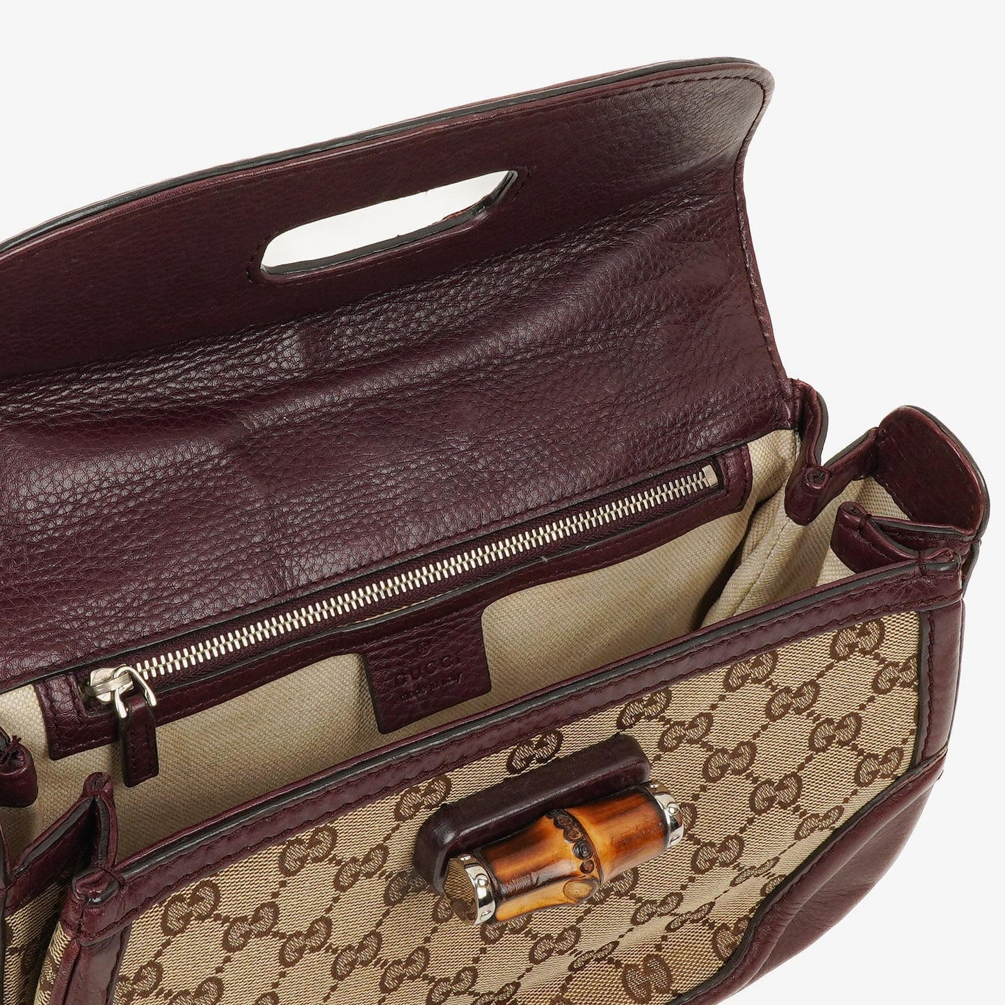 Gucci Brown GG Canvas Medium New Convertible Bamboo Top Handle Bag