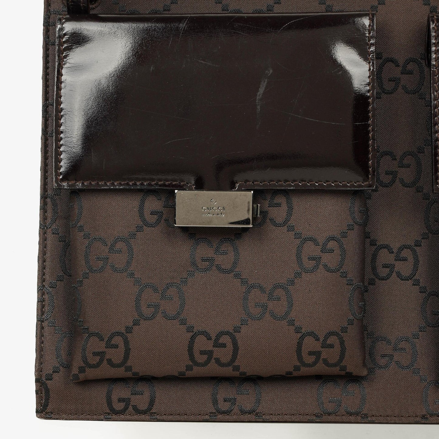 Gucci Brown GG Nylon Double Pocket Shoulder Bag