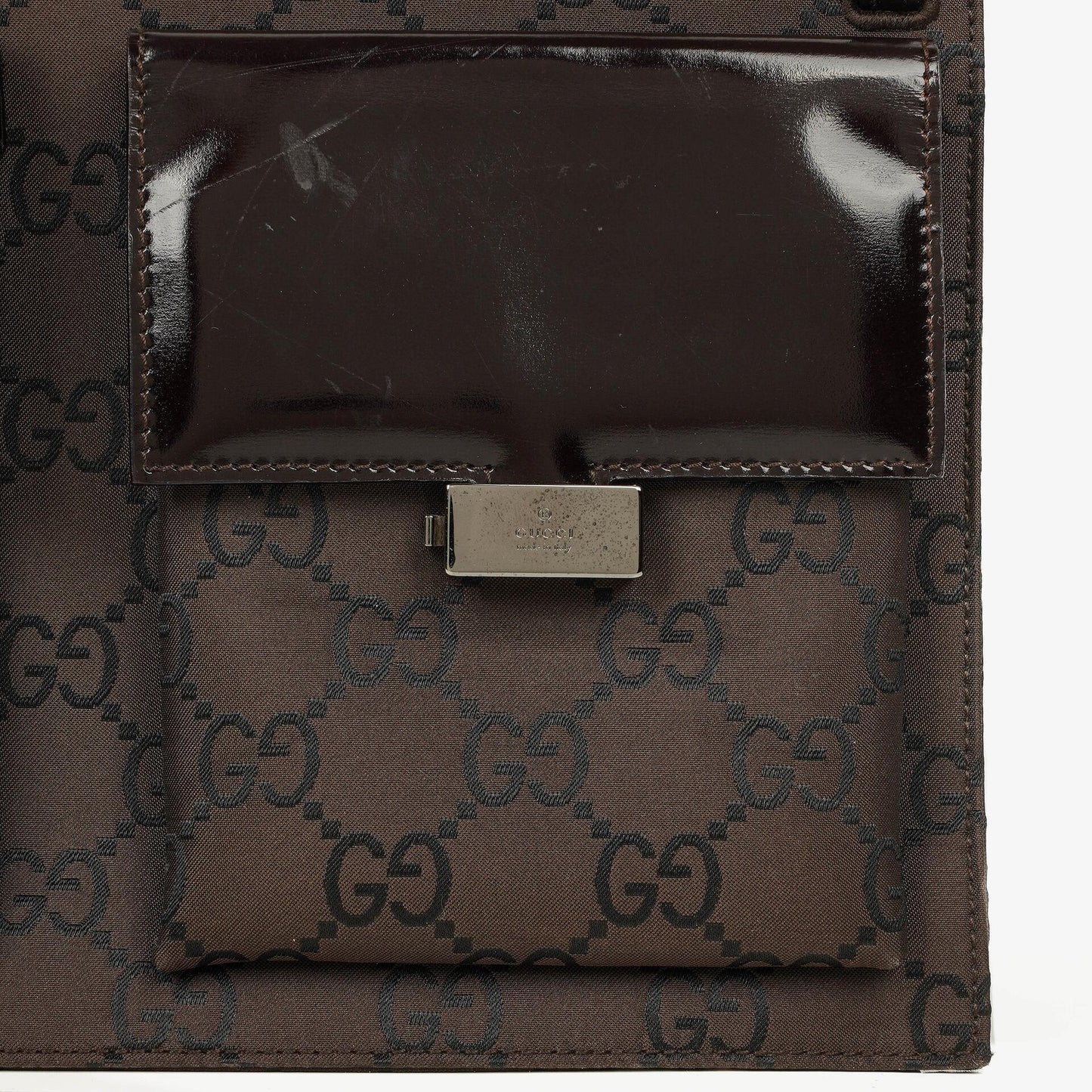 Gucci Brown GG Nylon Double Pocket Shoulder Bag